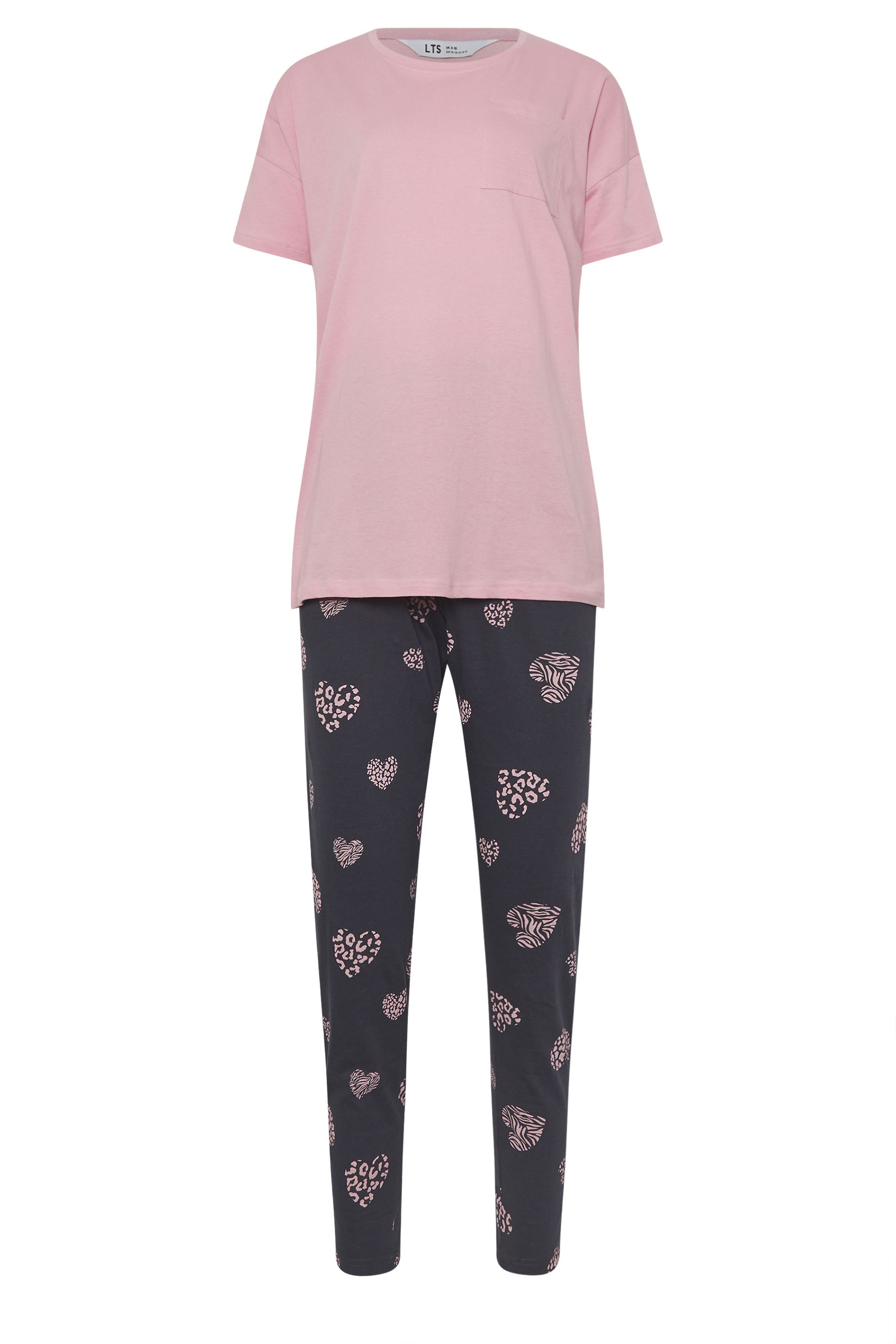 LTS Tall Pink Animal Heart Print Cuffed Pyjama Set | Long Tall Sally 6