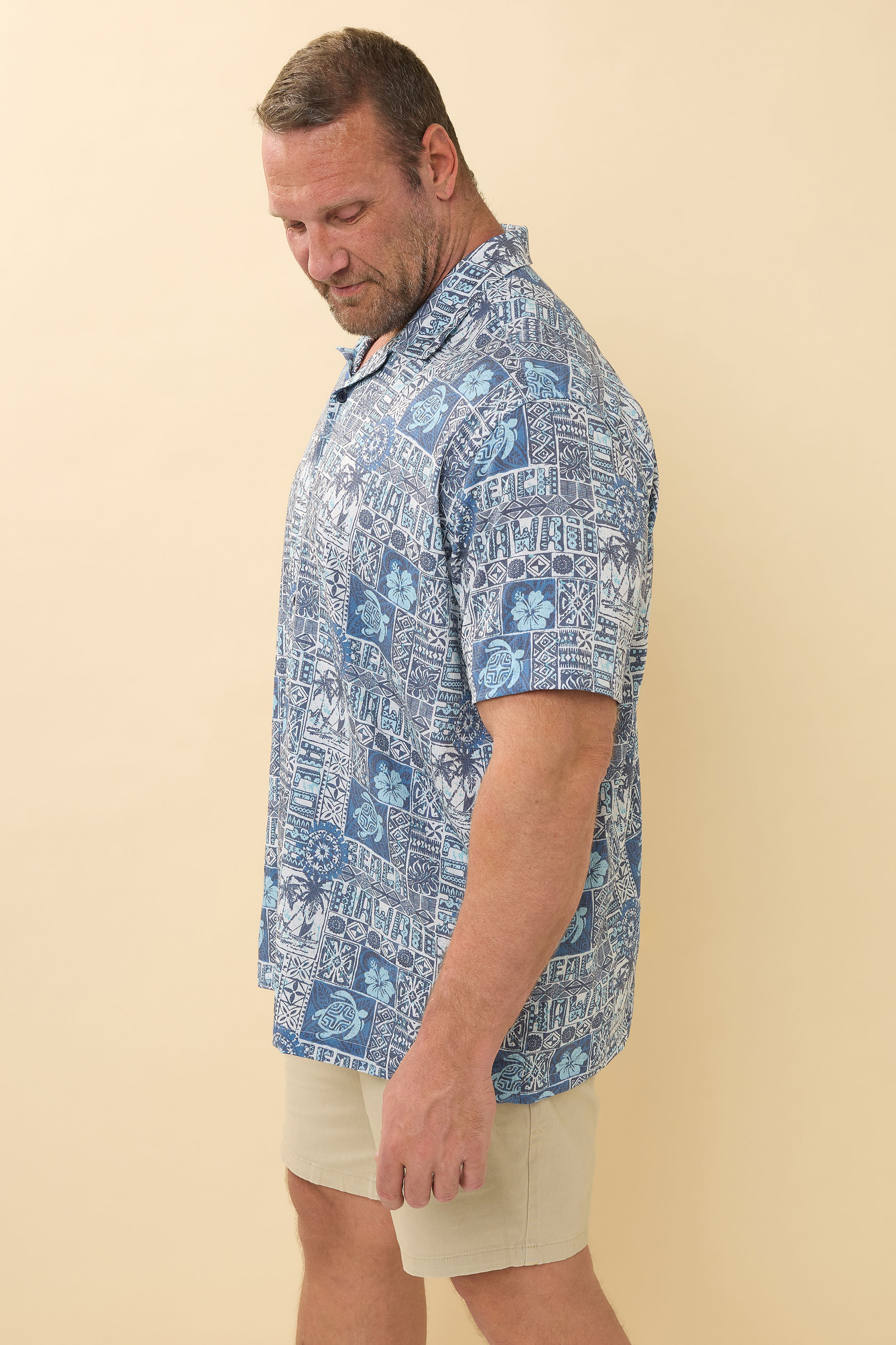 BadRhino Big & Tall Navy Blue Turtle Print Seersucker Shirt | BadRhino 5