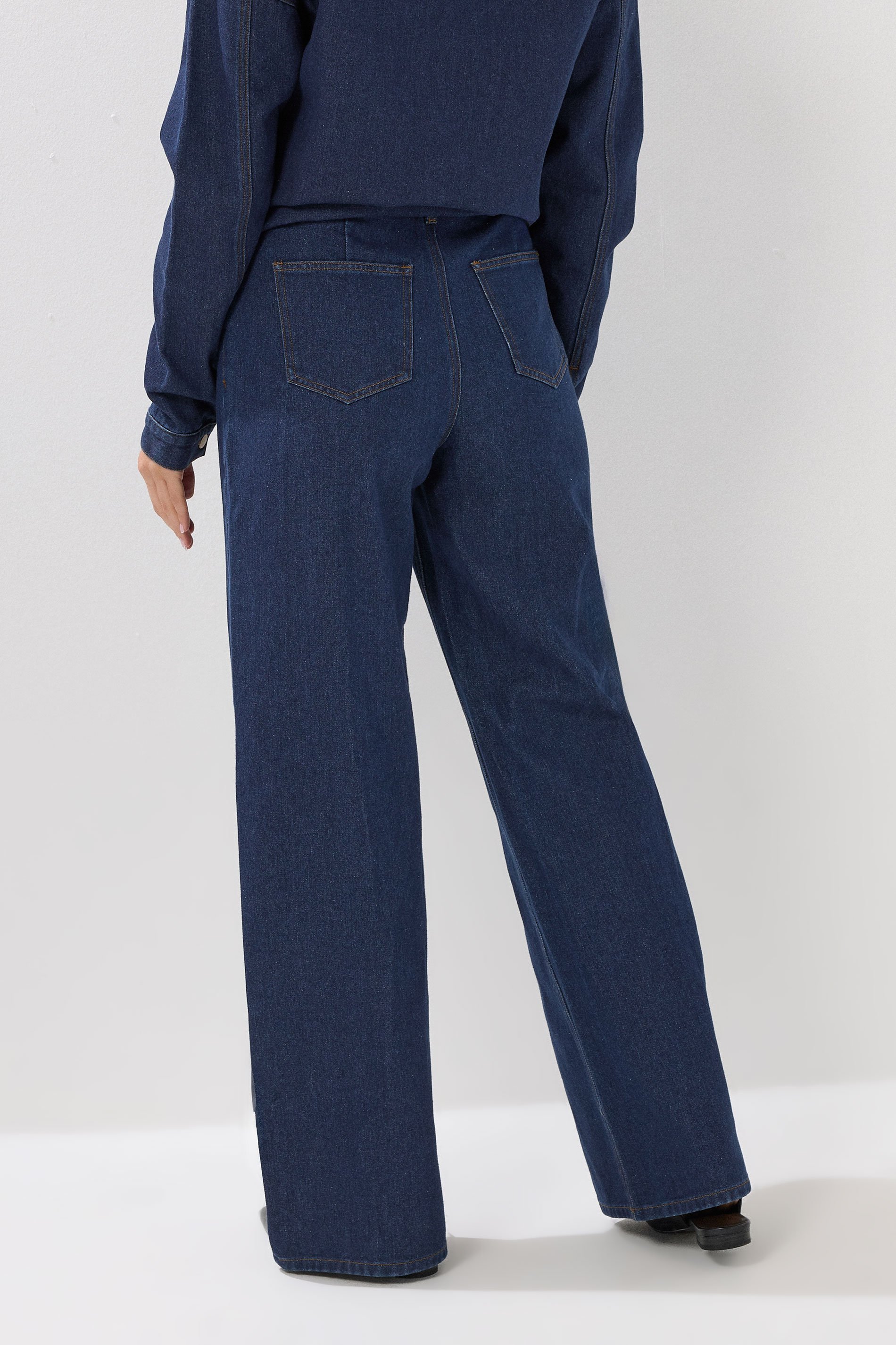 LTS Tall Blue Seam Front Pocket Wide Leg Jeans | Long Tall Sally  4