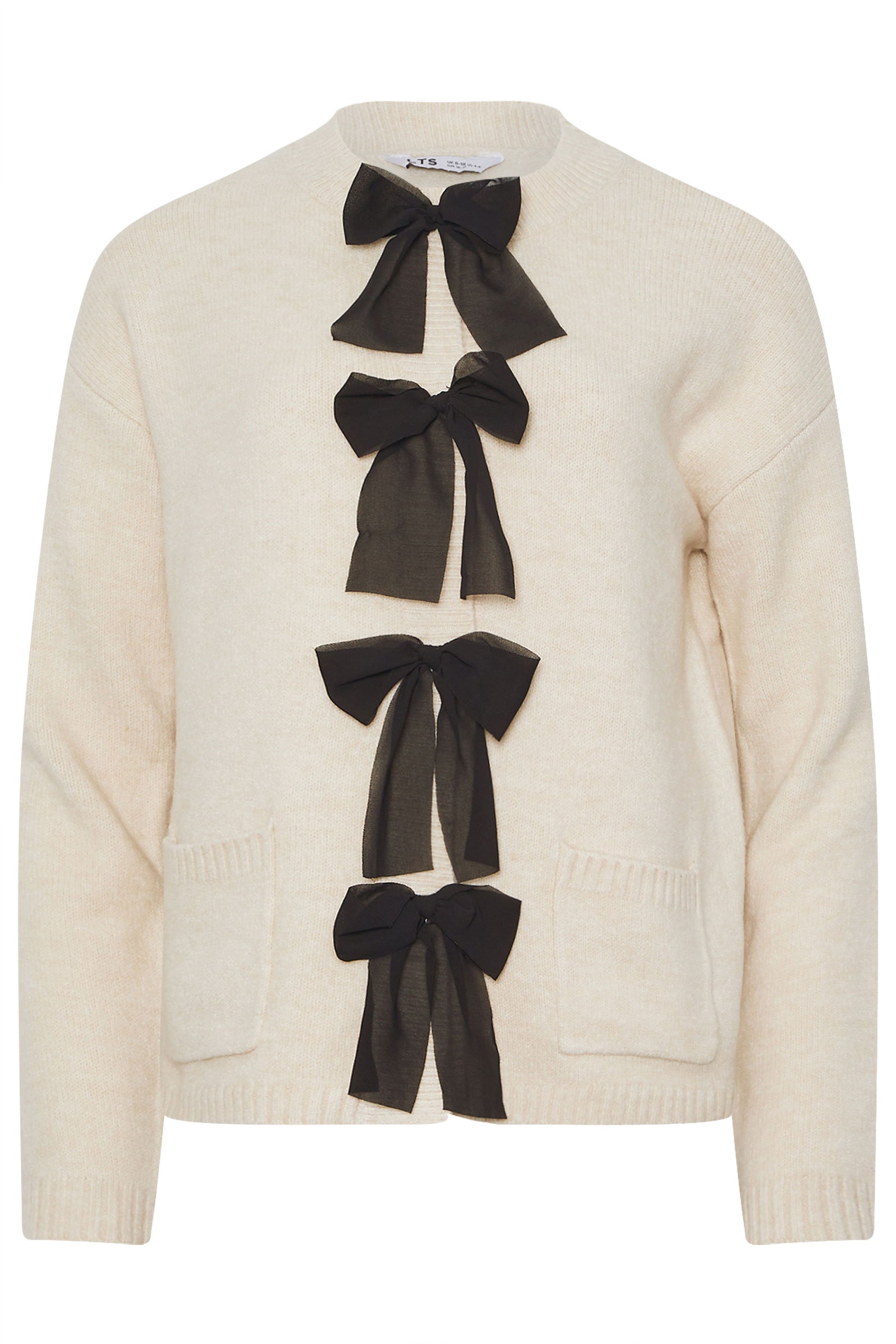 LTS Tall Cream Knitted Bow Front Cardigan | Long Tall Sally 5