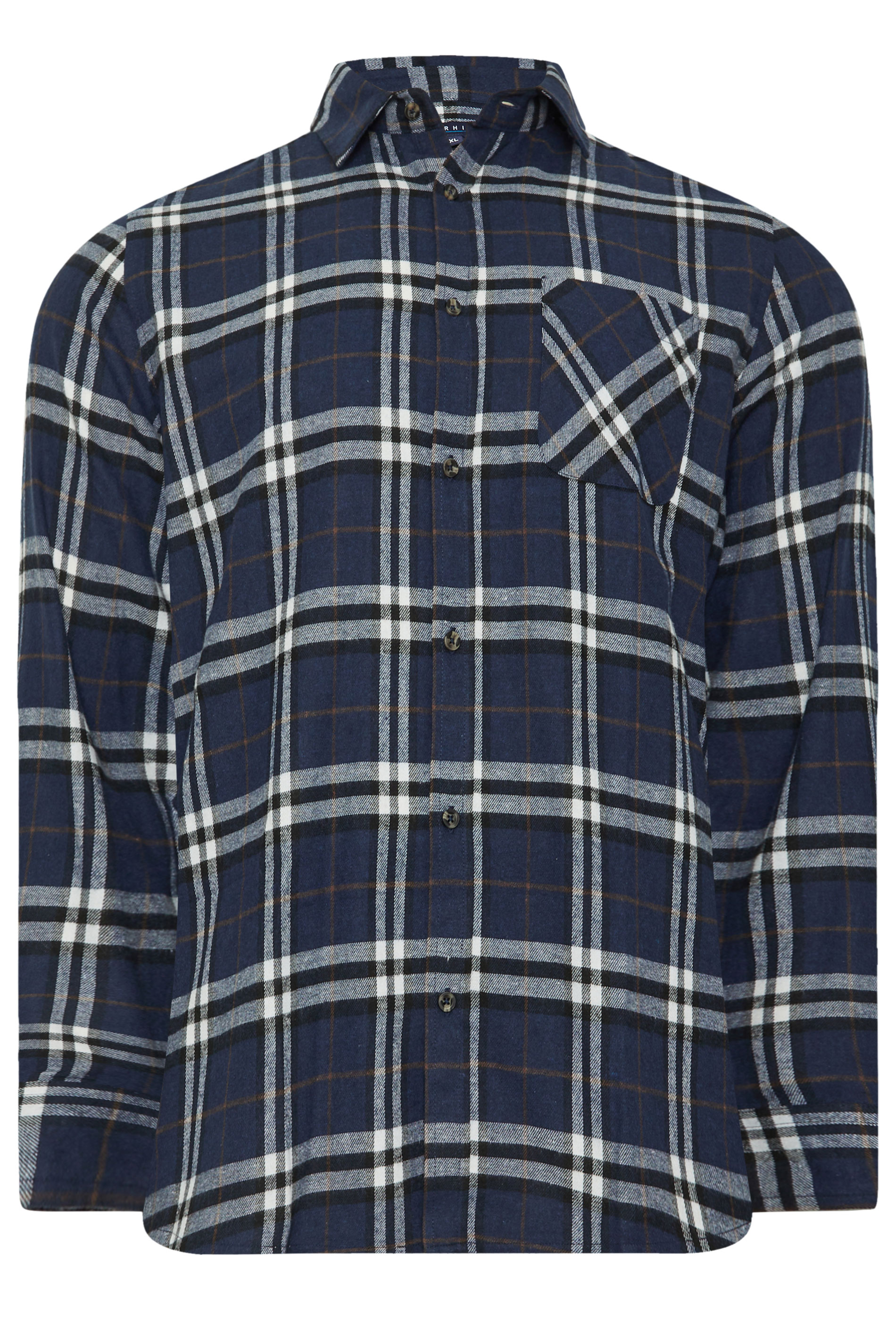BadRhino Big & Tall Navy Long Sleeve Check Shirt | BadRhino 4