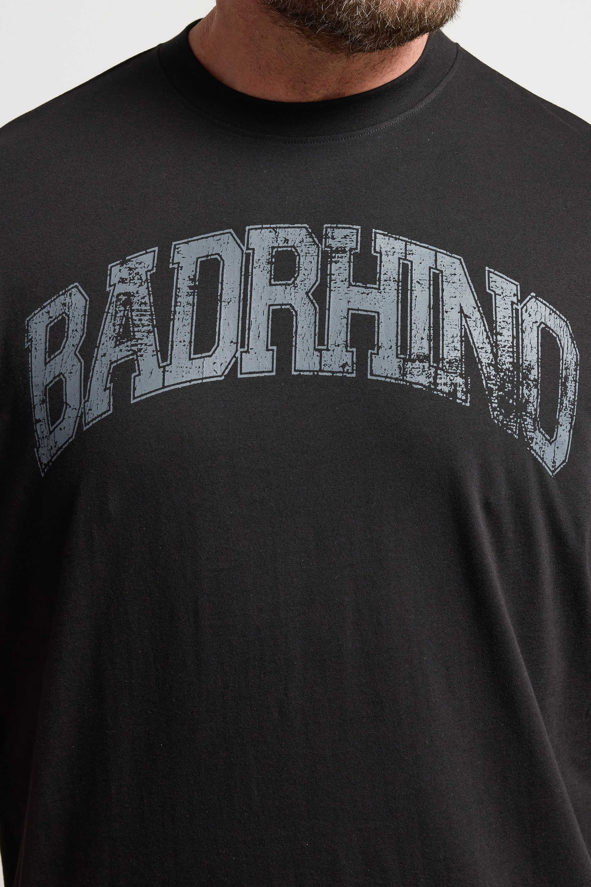 BadRhino Big & Tall Black Extra Long Distressed Graphic T-Shirt | BadRhino 4