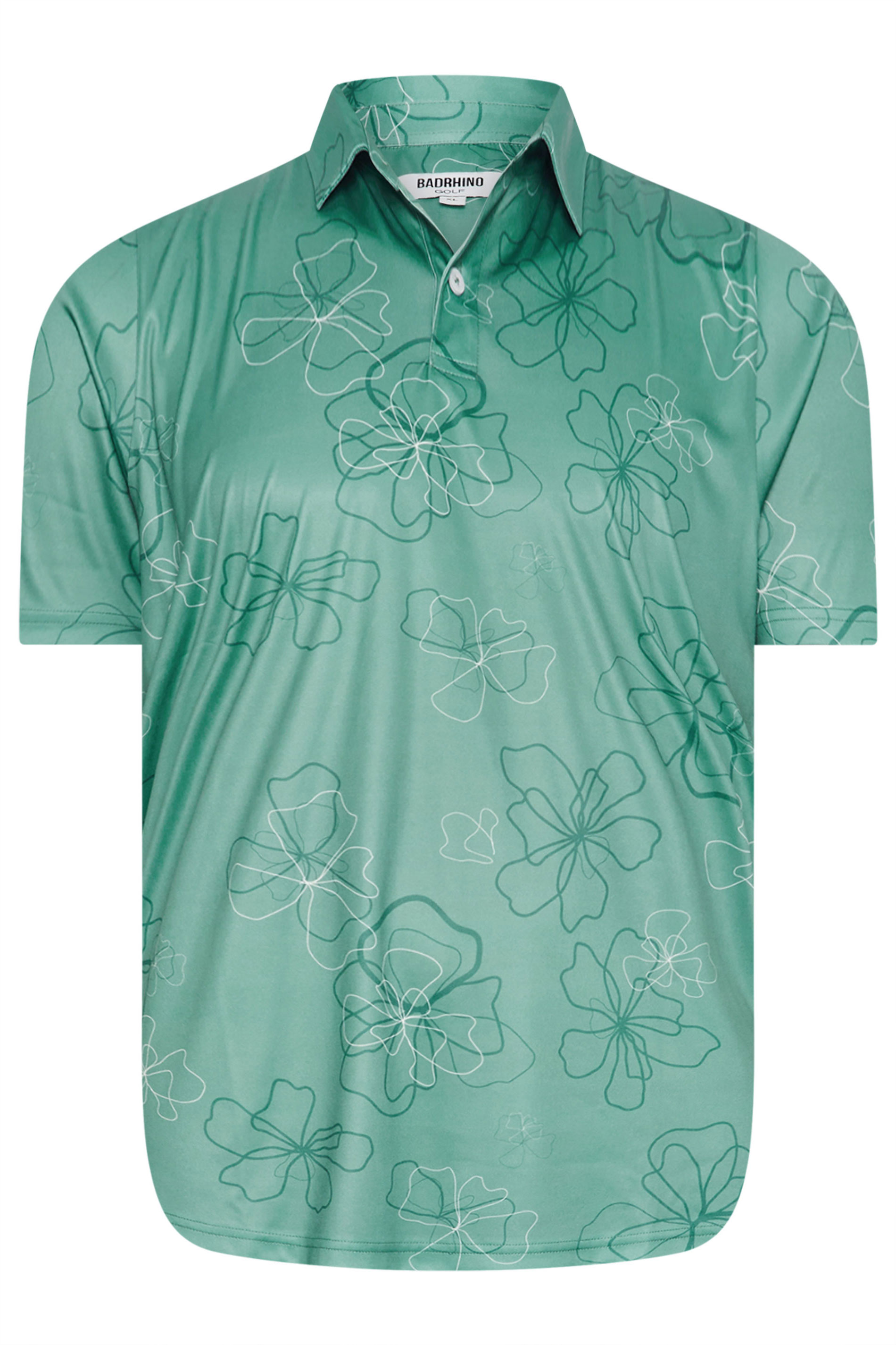 BadRhino Golf Big & Tall Green Floral Print Polo Shirt | BadRhino 7