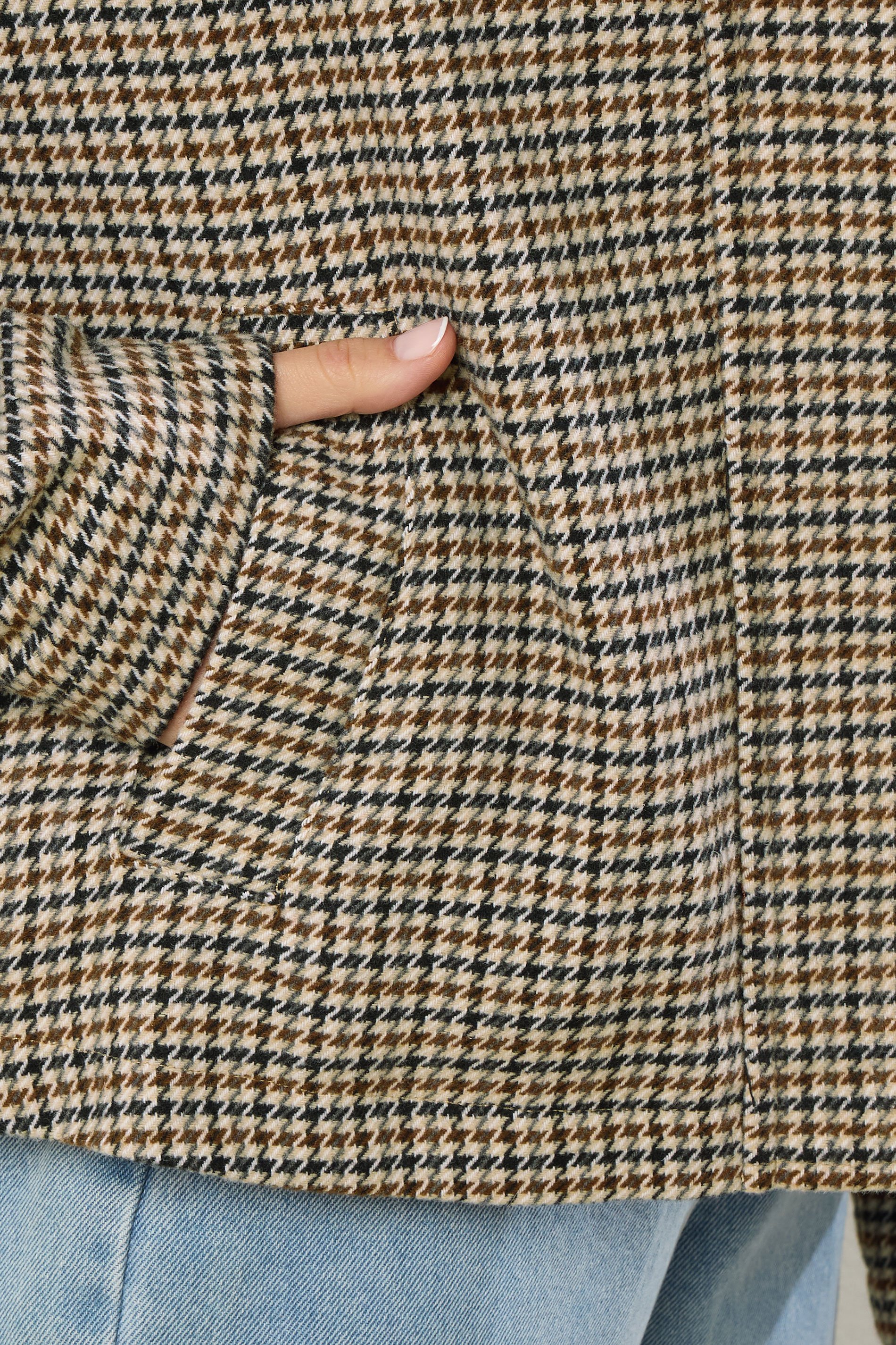 LTS Tall Brown Check Funnel Neck Coat | Long Tall Sally 6