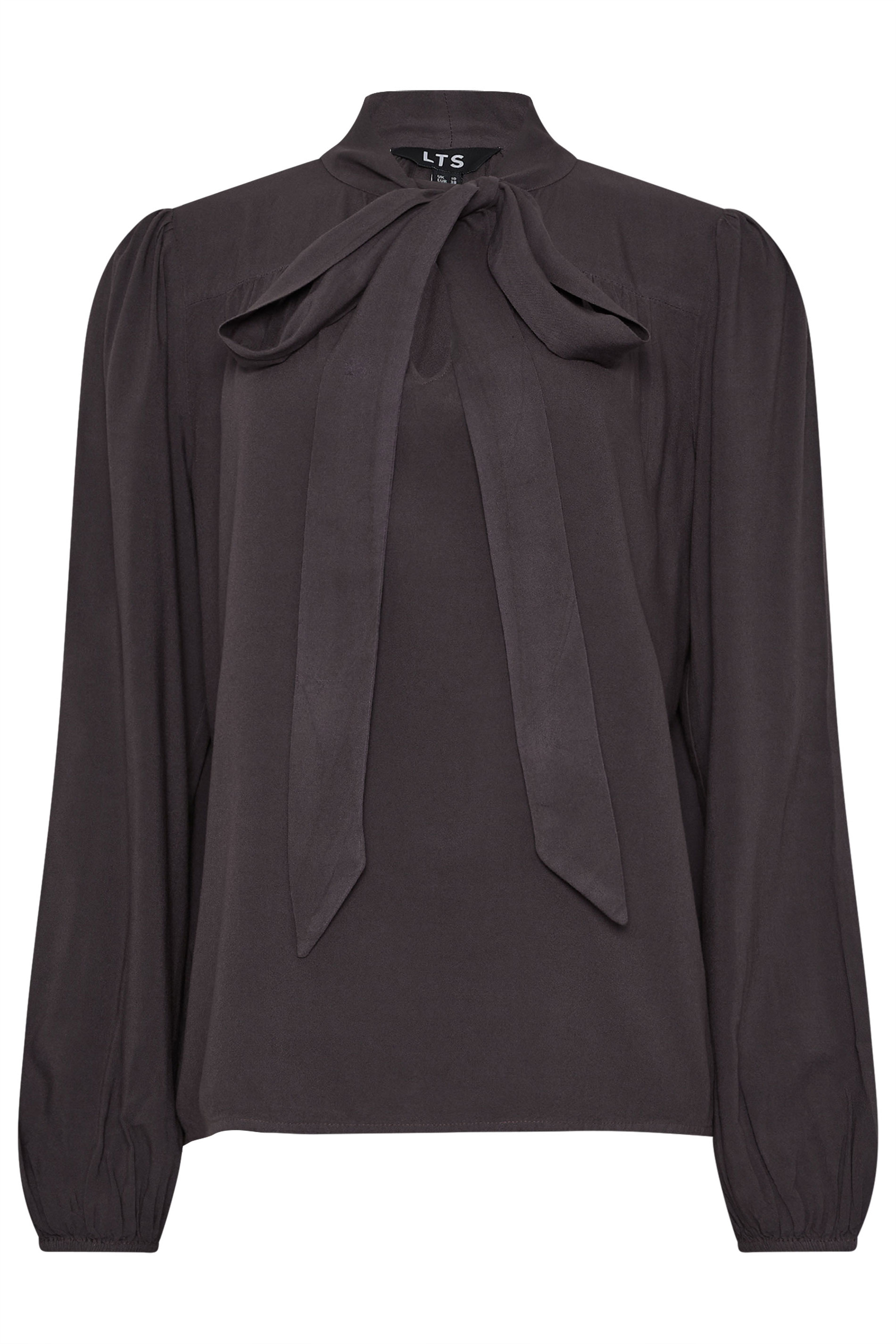 LTS Tall Dark Purple Acid Wash Tie Neck Blouse | Long Tall Sally 7