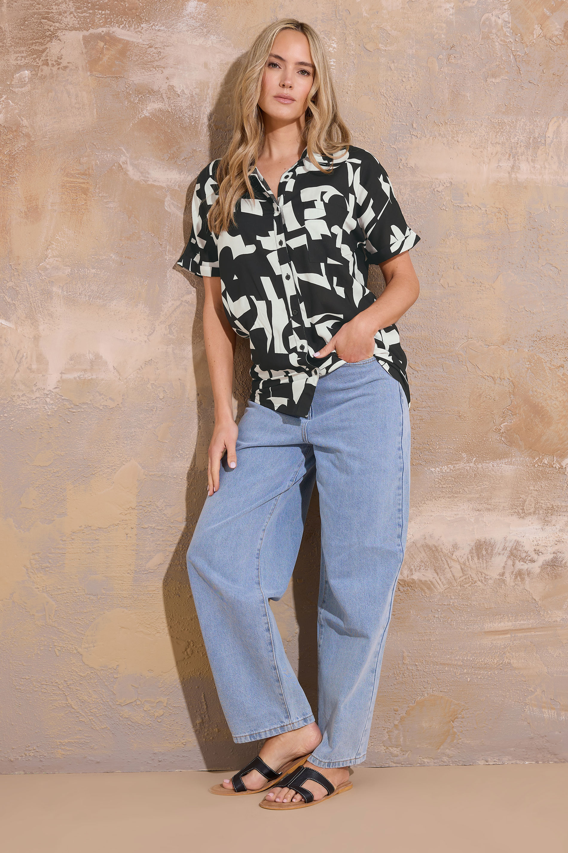 LTS Tall Black & White Abstract Print Shirt | Long Tall Sally 2