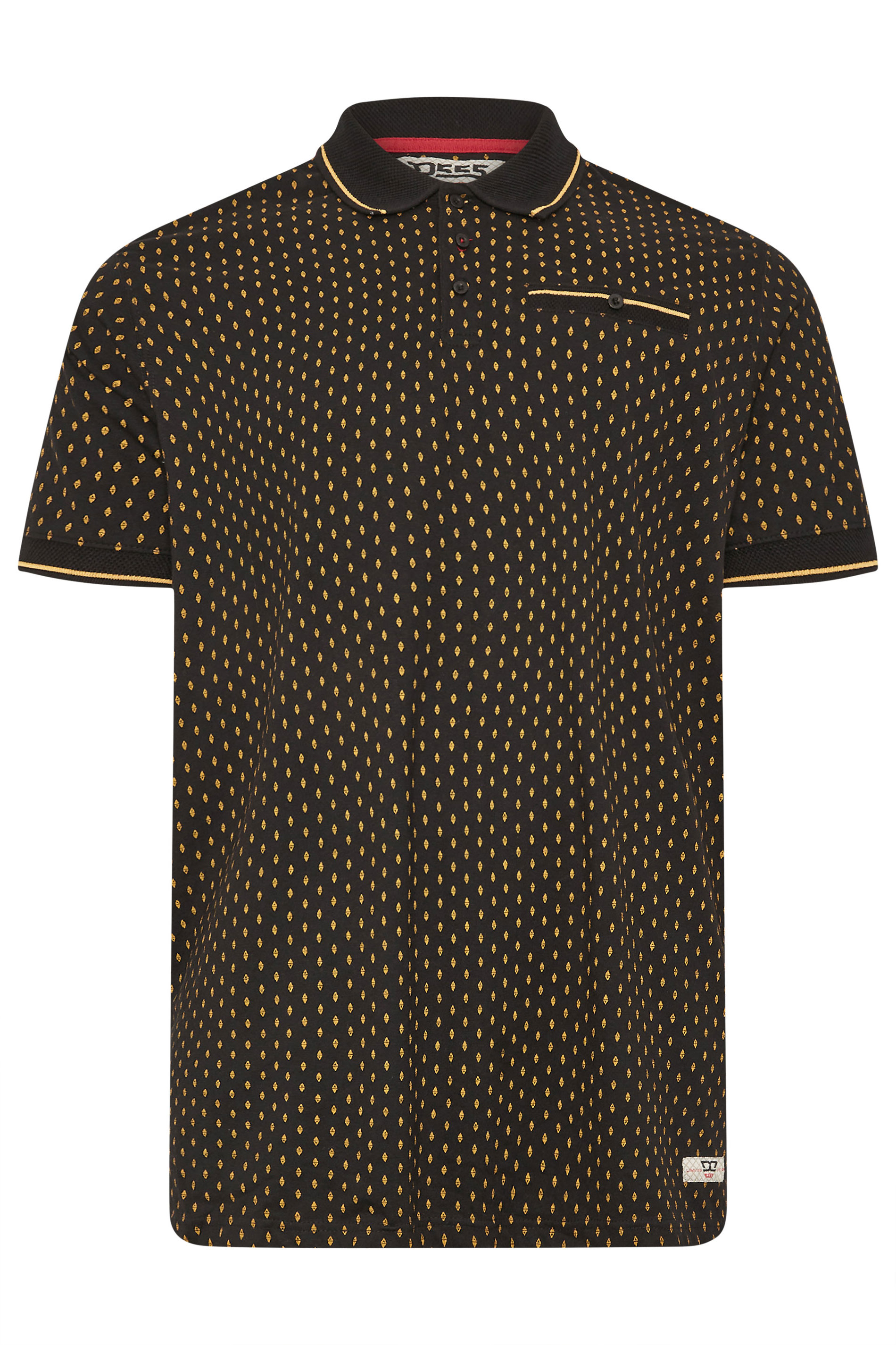 D555 Big & Tall Black Jersey Jacquard Polo Shirt | BadRhino 3