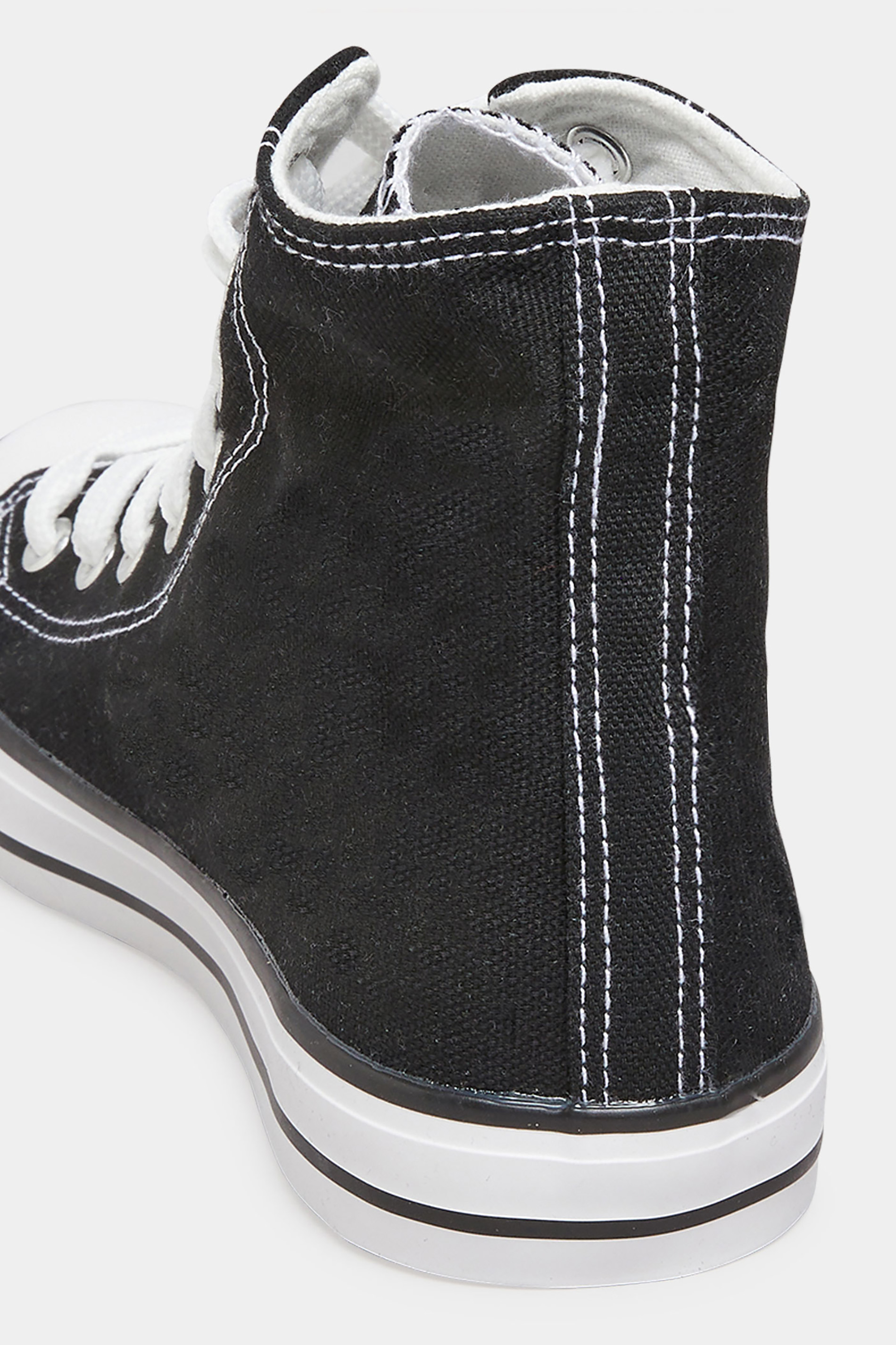 Black Canvas High Top Trainers In Wide Fit | Yours Clothing 5