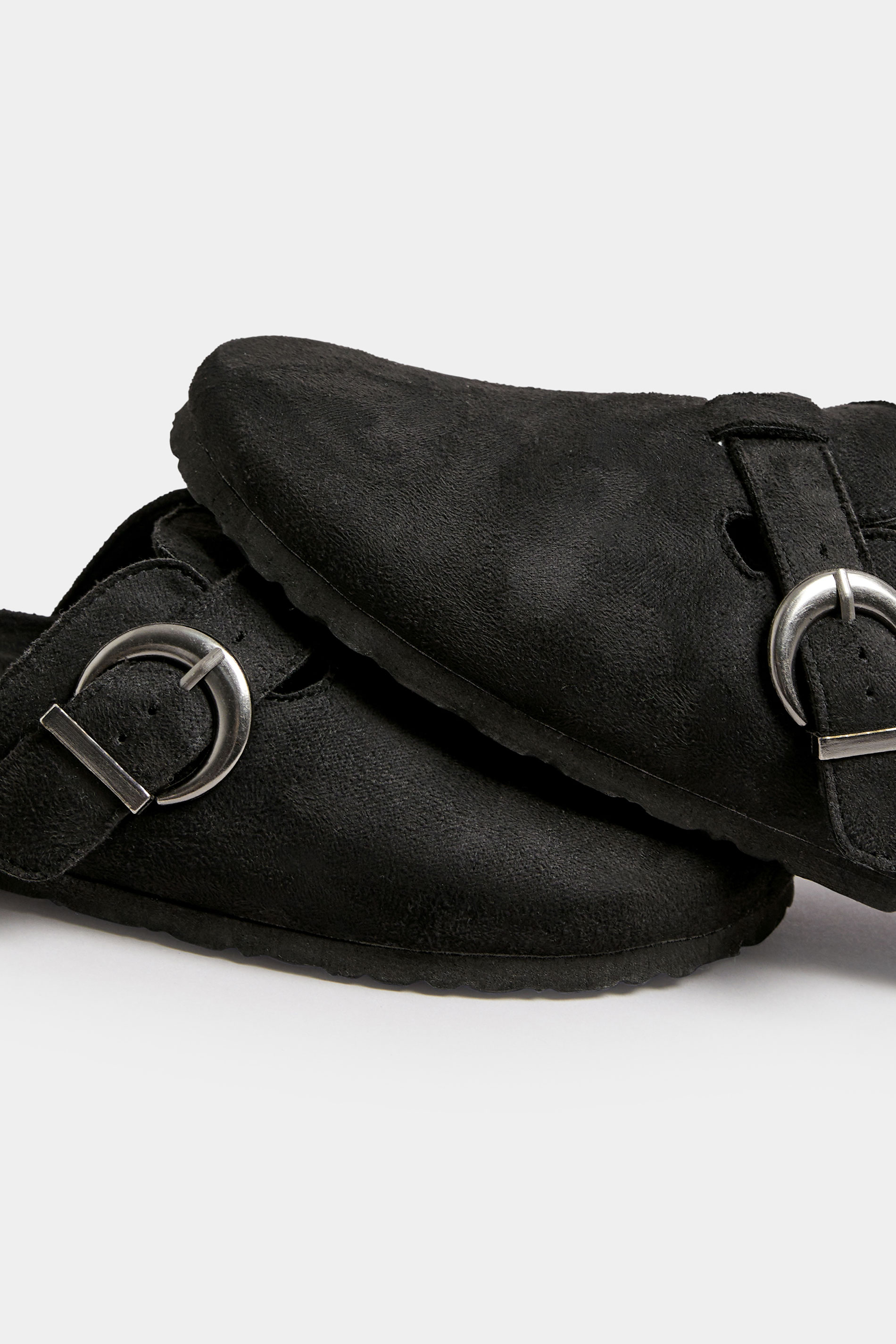 Black Faux Suede Clogs In Extra Wide EEE Fit | Yours Clothing 5