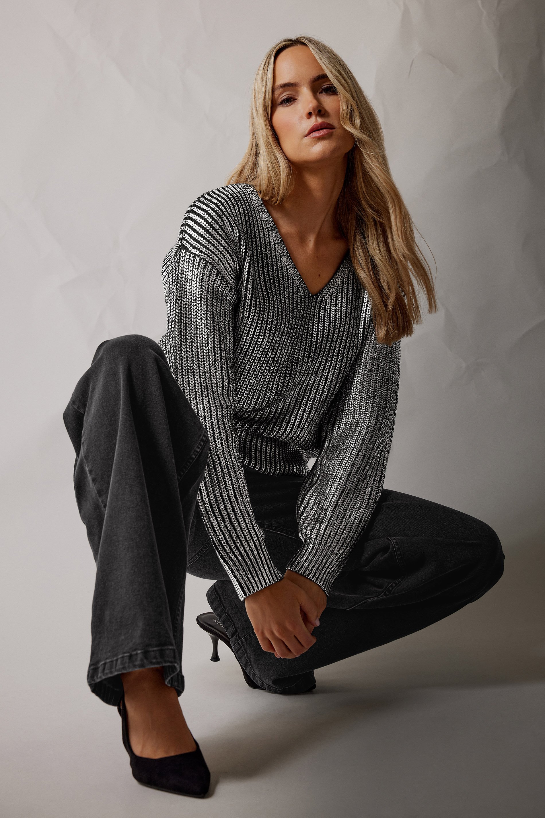 LTS Tall Women's Black Foil Jumper | Long Tall Sally 1