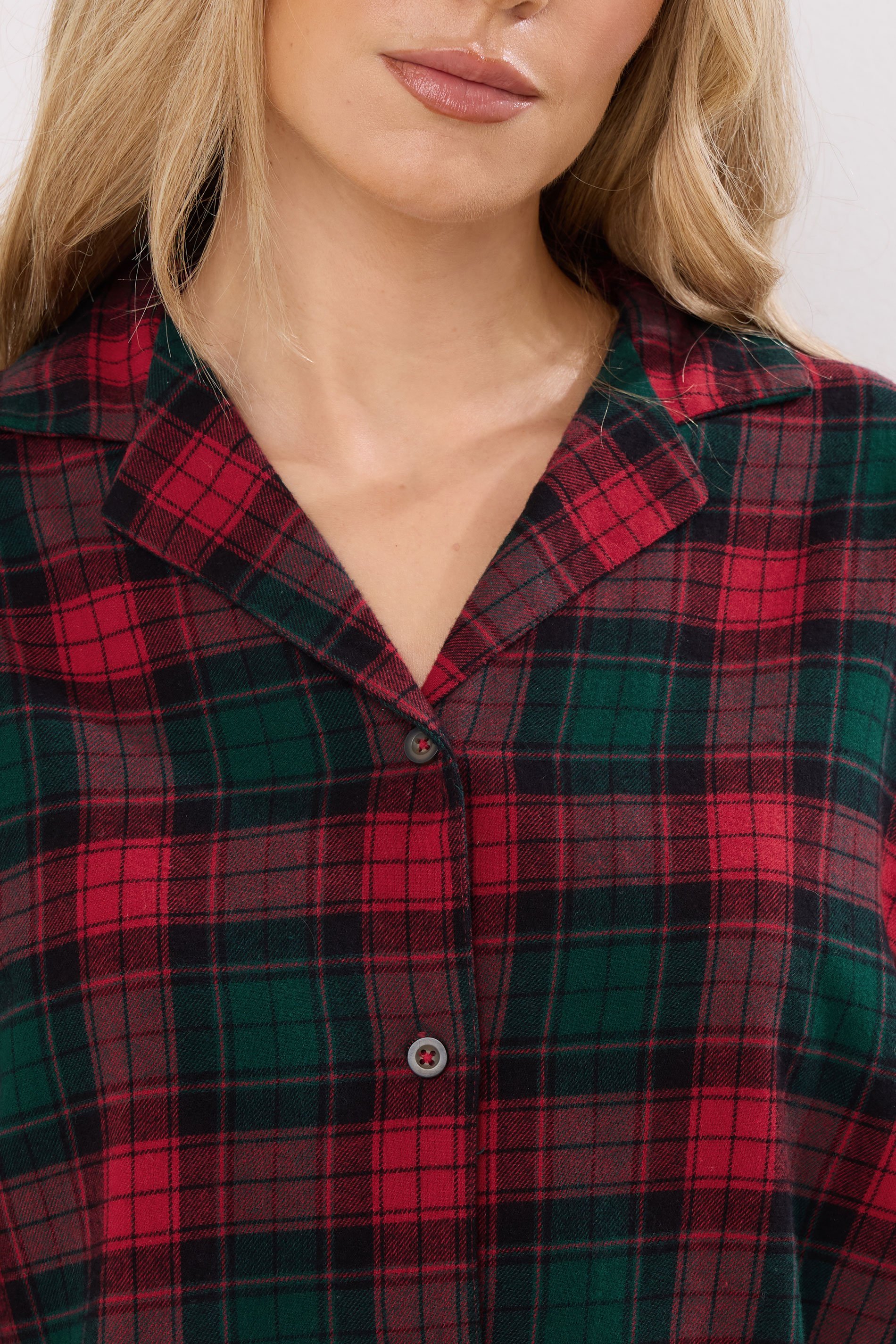 LTS Tall Red & Green Cotton Check Pyjama Set | Long Tall Sally 5