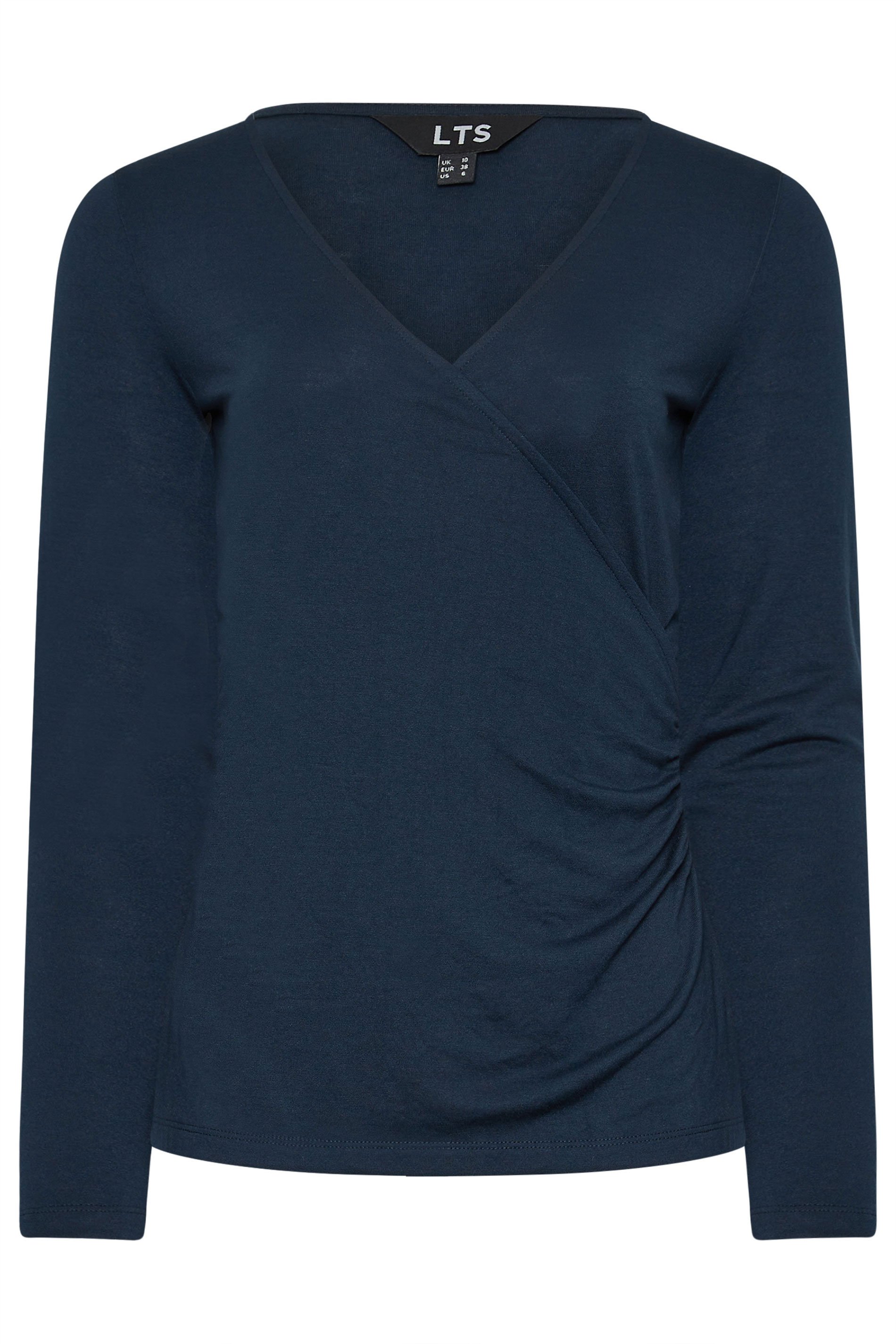 LTS PREMIUM Tall Navy Blue Long Sleeve Wrap Top | Long Tall Sally 5