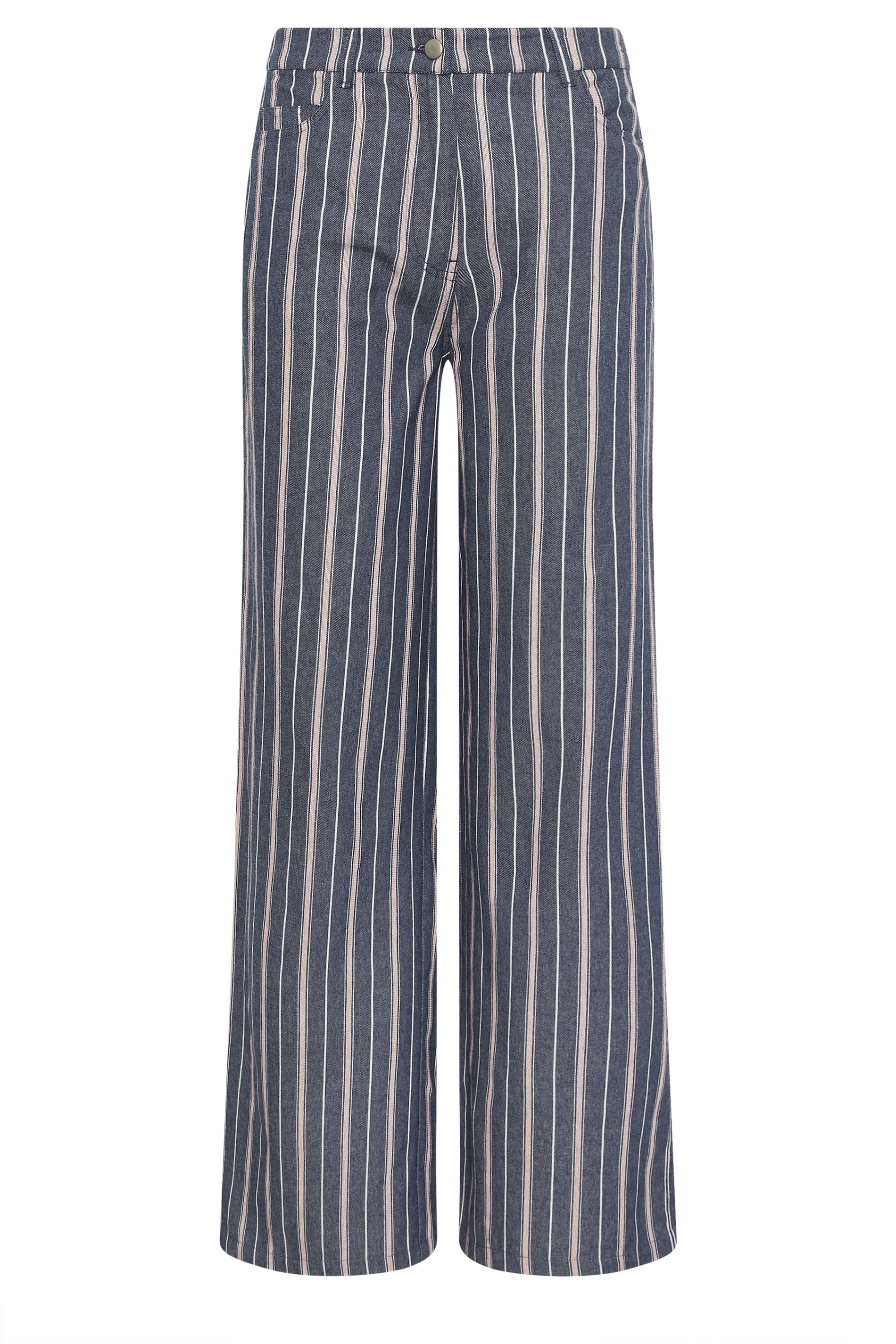 LTS Tall Women's Denim Blue Stripe Cotton Wide Leg Jeans | Long Tall Sally 6