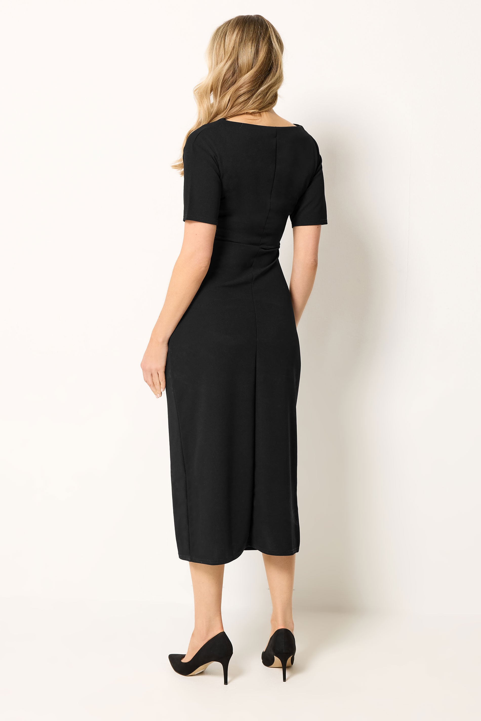 LTS Tall Women's Black Ruched Detail Midi Dress | Long Tall Sally 2