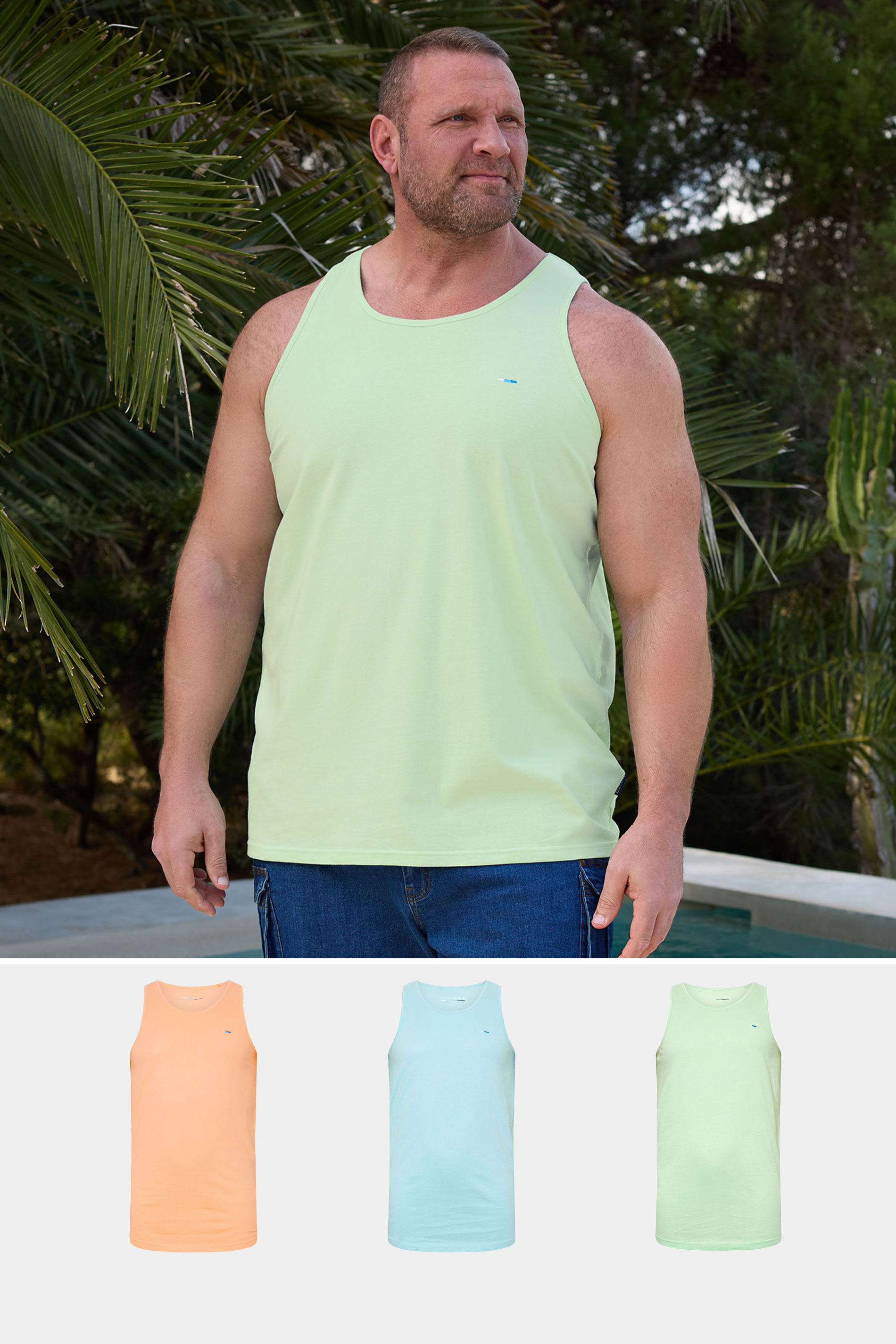 BadRhino Big & Tall 3 PACK Light Blue & Orange Vest Tops | BadRhino 1