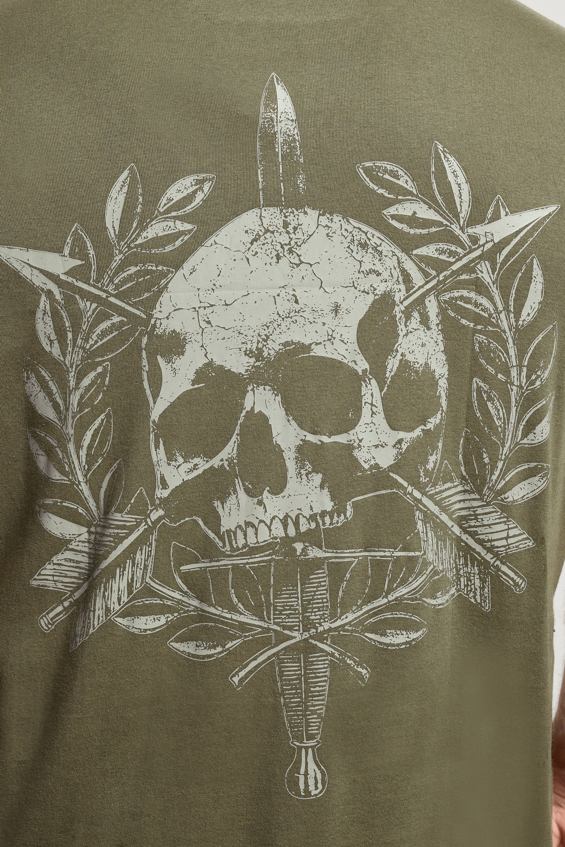 BadRhino Big & Tall Olive Green Skull Emblem Graphic T-Shirt | BadRhino 7