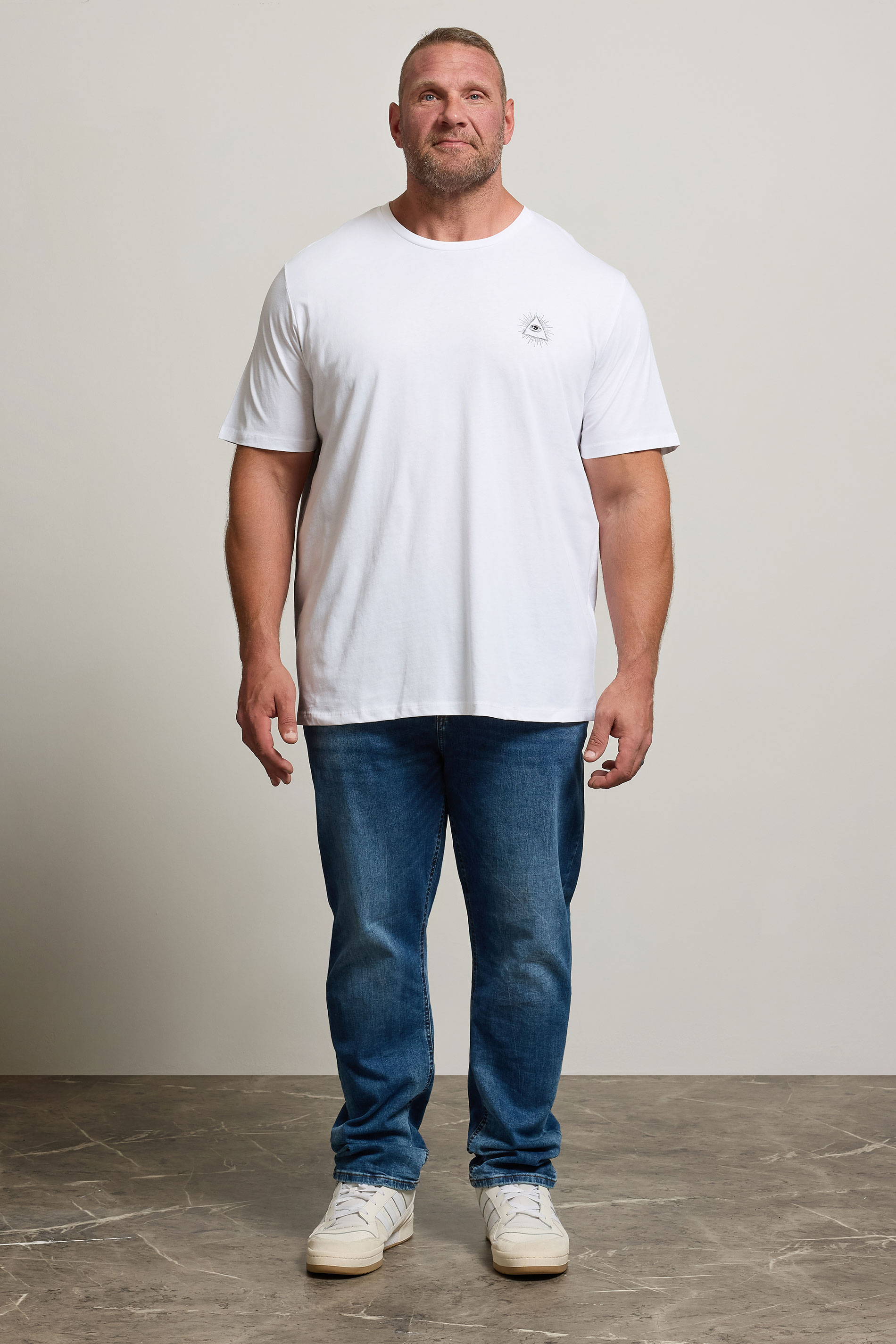 JACK & JONES Big & Tall White 'All Seeing Eye' Print T-Shirt | BadRhino 2