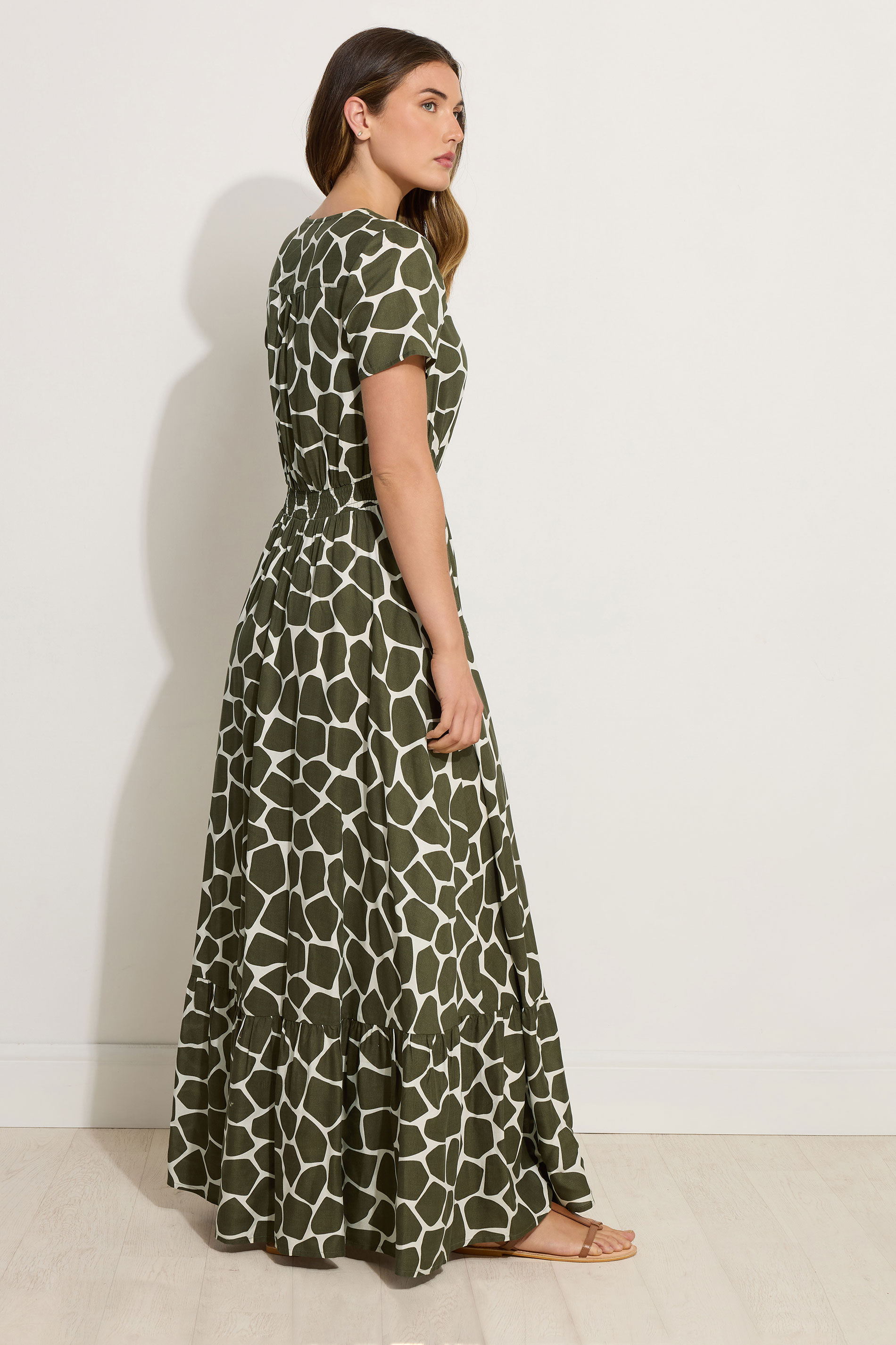 LTS Tall Green Giraffe Print Button Maxi Dress | Long Tall Sally 3