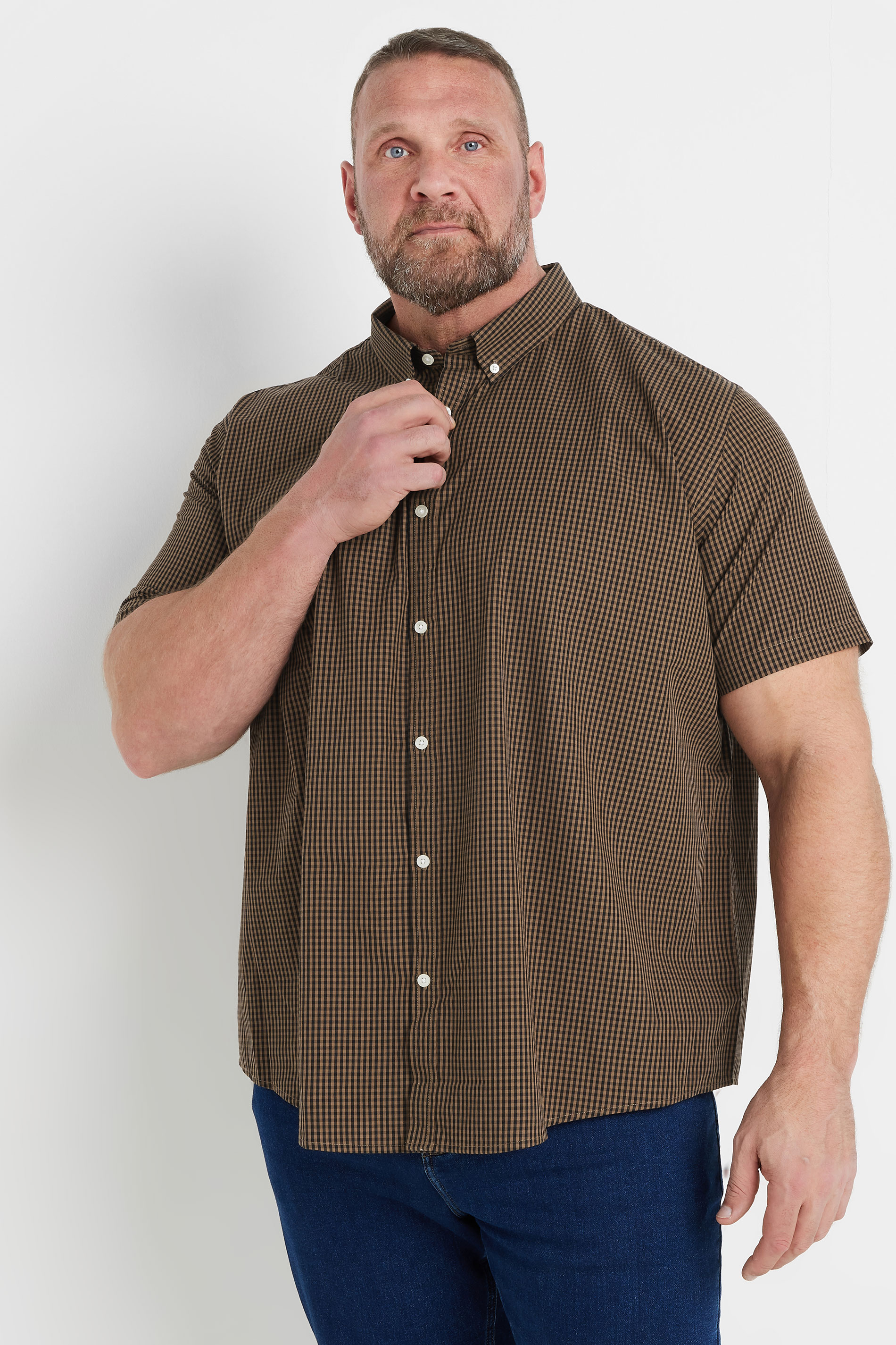 BadRhino Big & Tall Brown Gingham Check Shirt | BadRhino 2