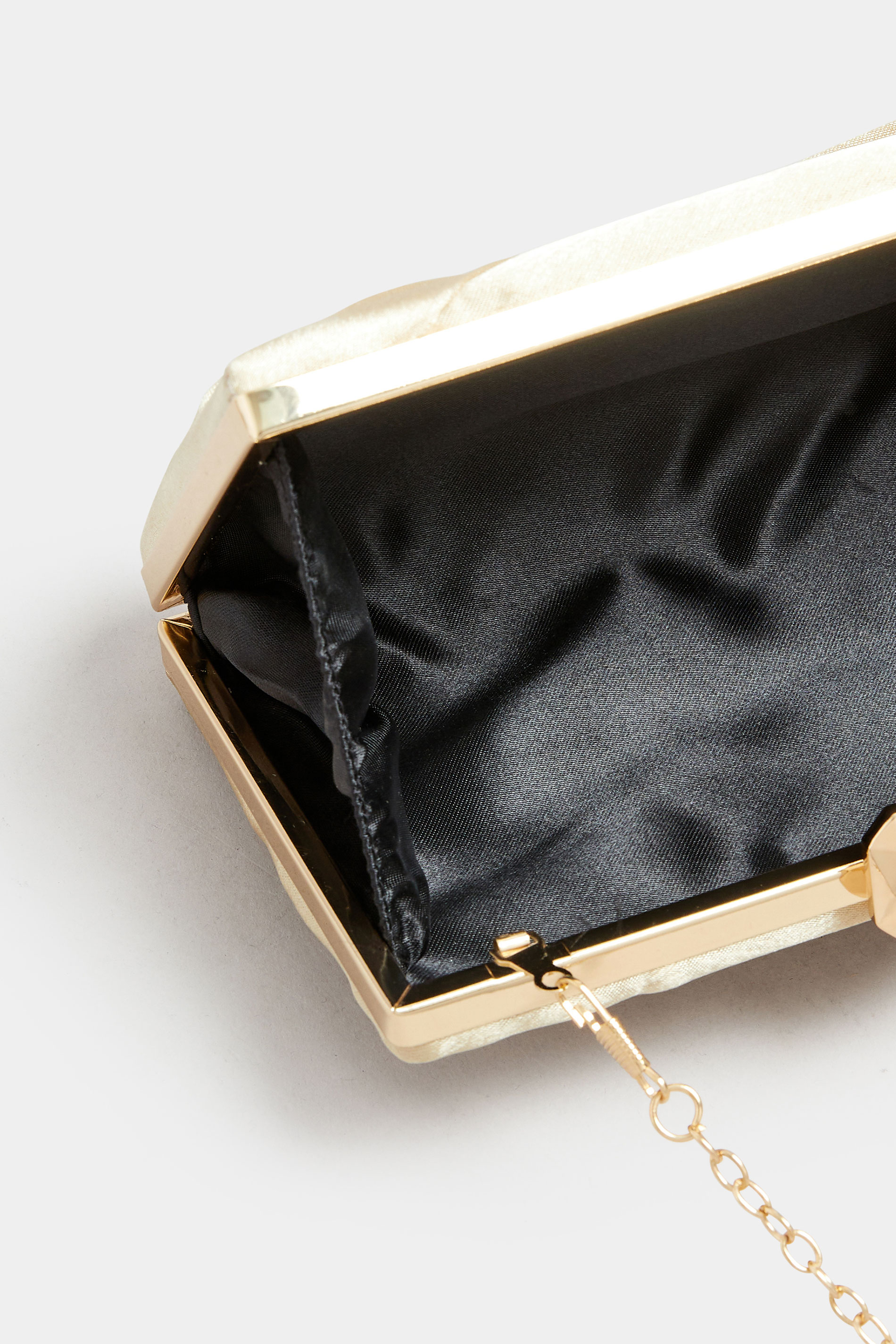 Gold Satin Bow Detail Clutch Bag | Yours Clothing 7