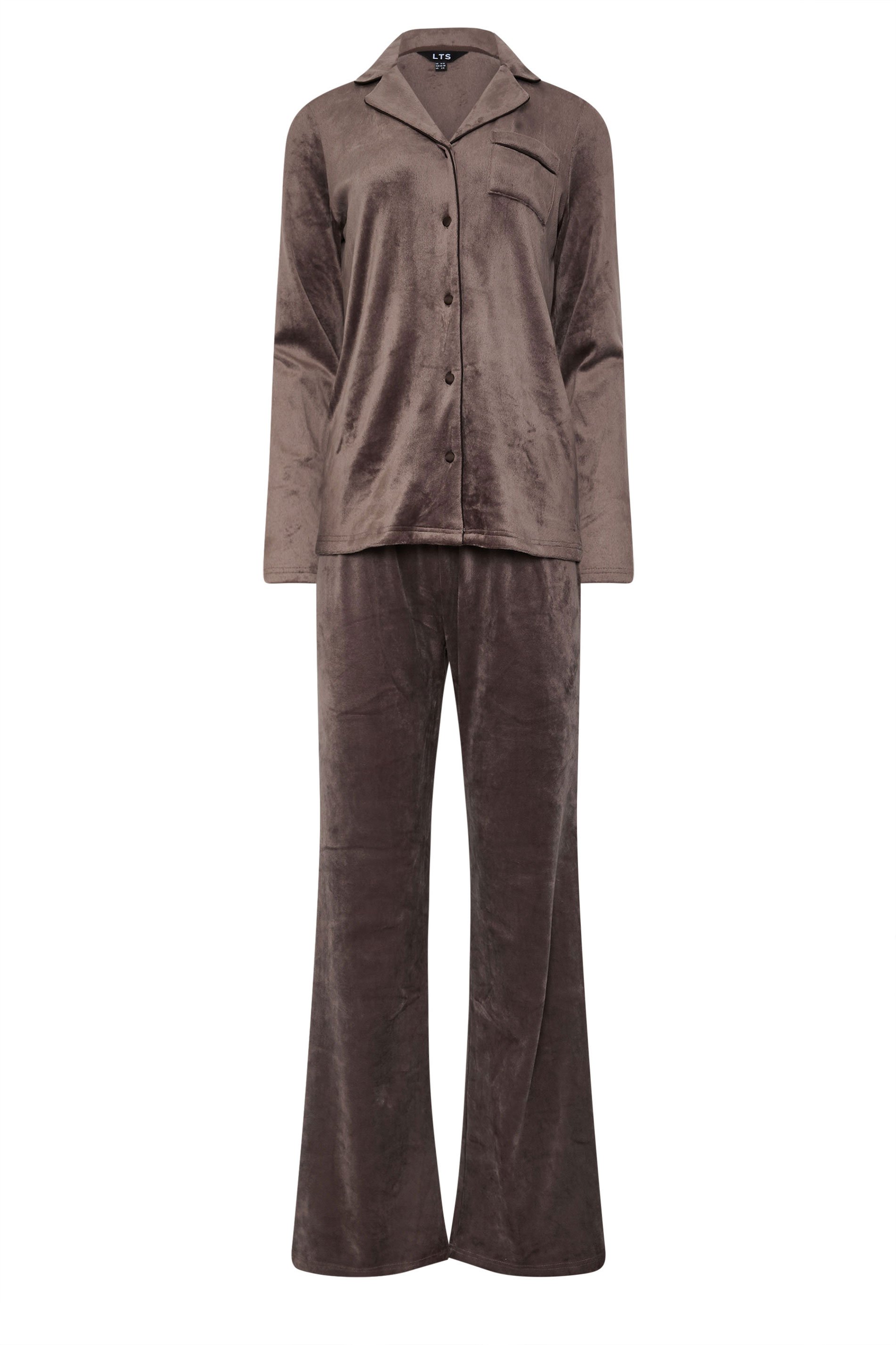 LTS Tall Chocolate Brown Super Soft Button Pyjama Set | Long Tall Sally 5
