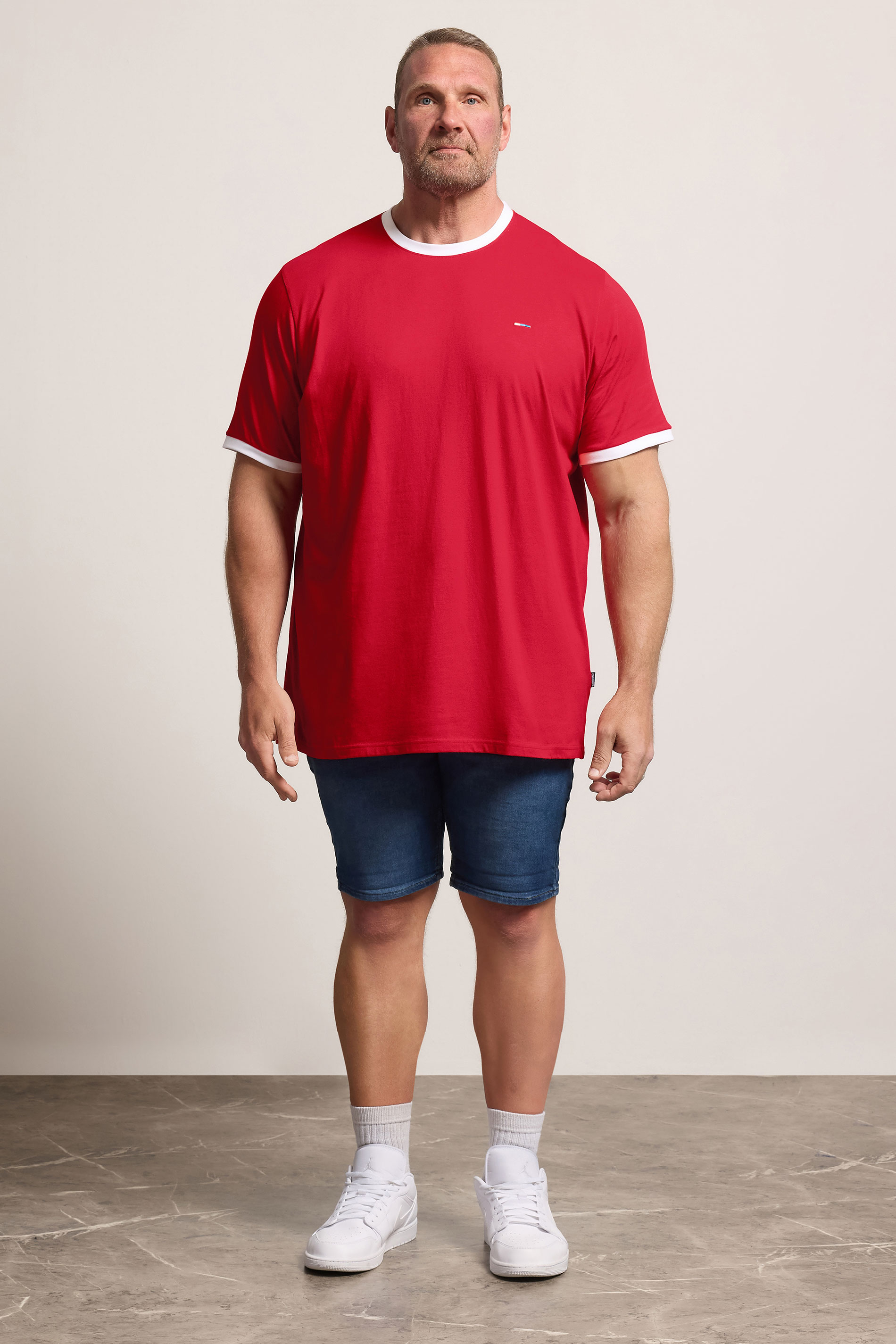 BadRhino Big & Tall Red Extra Long Ringer T-Shirt | BadRhino 1