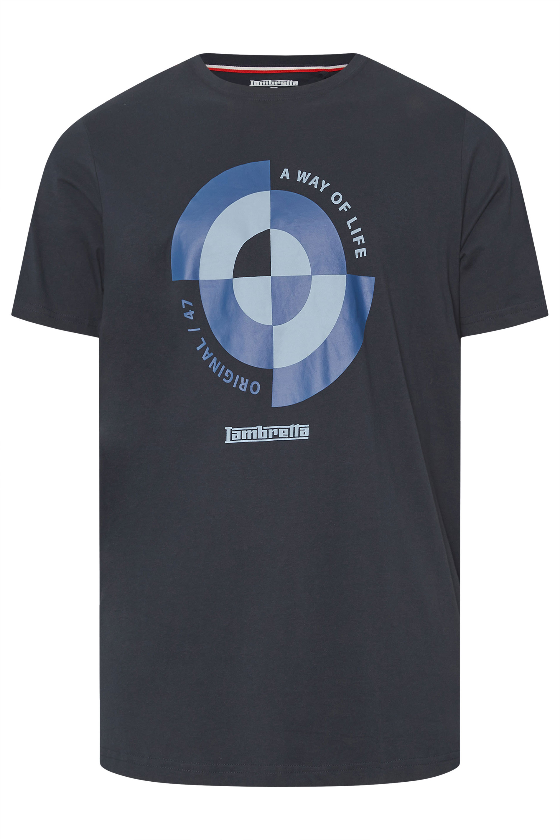 LAMBRETTA Big & Tall Navy Blue Target Quadrant T-Shirt | BadRhino 3
