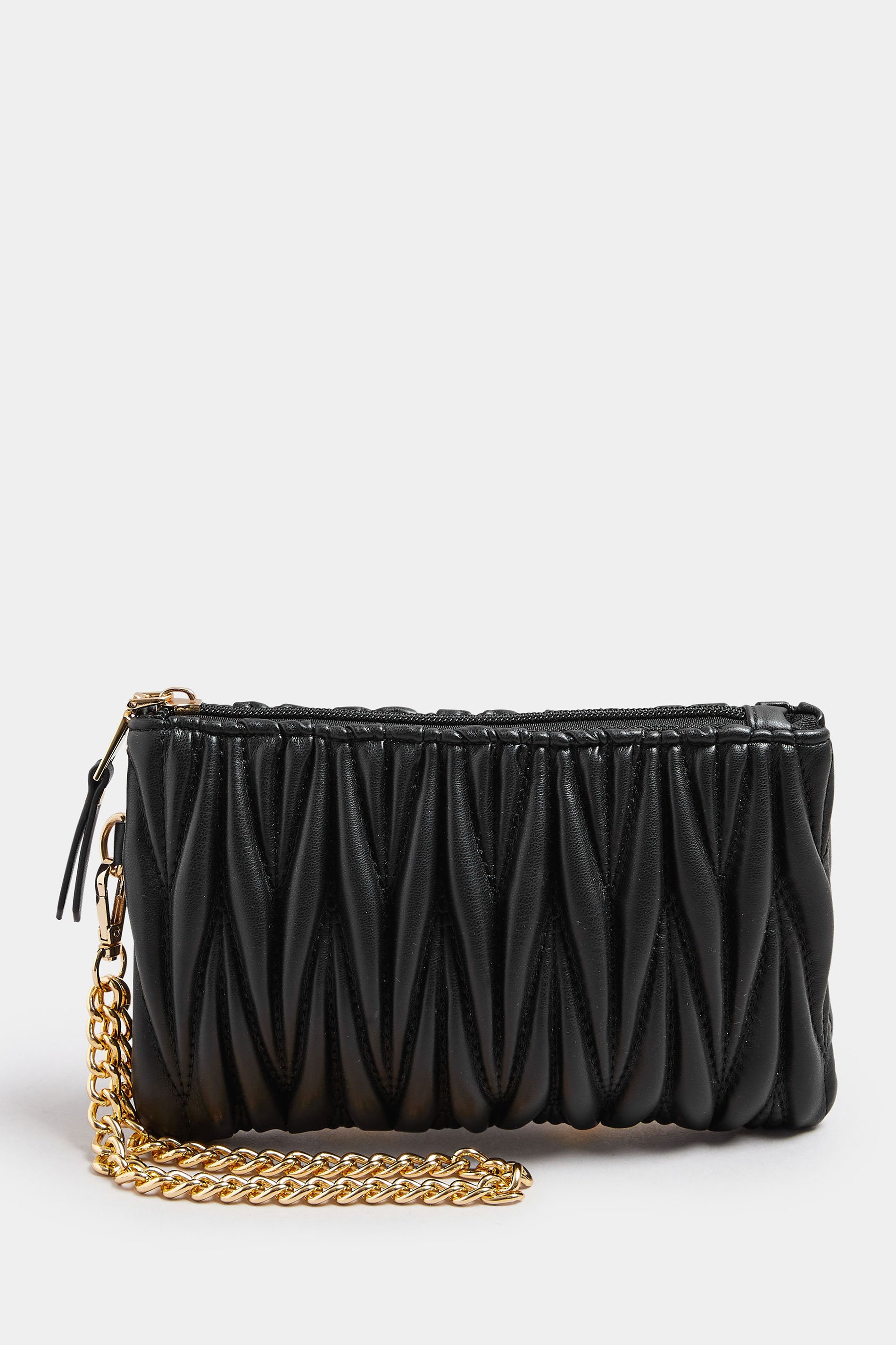 Black Quilted Chain Handle Clutch Bag | Yours Clothing 3