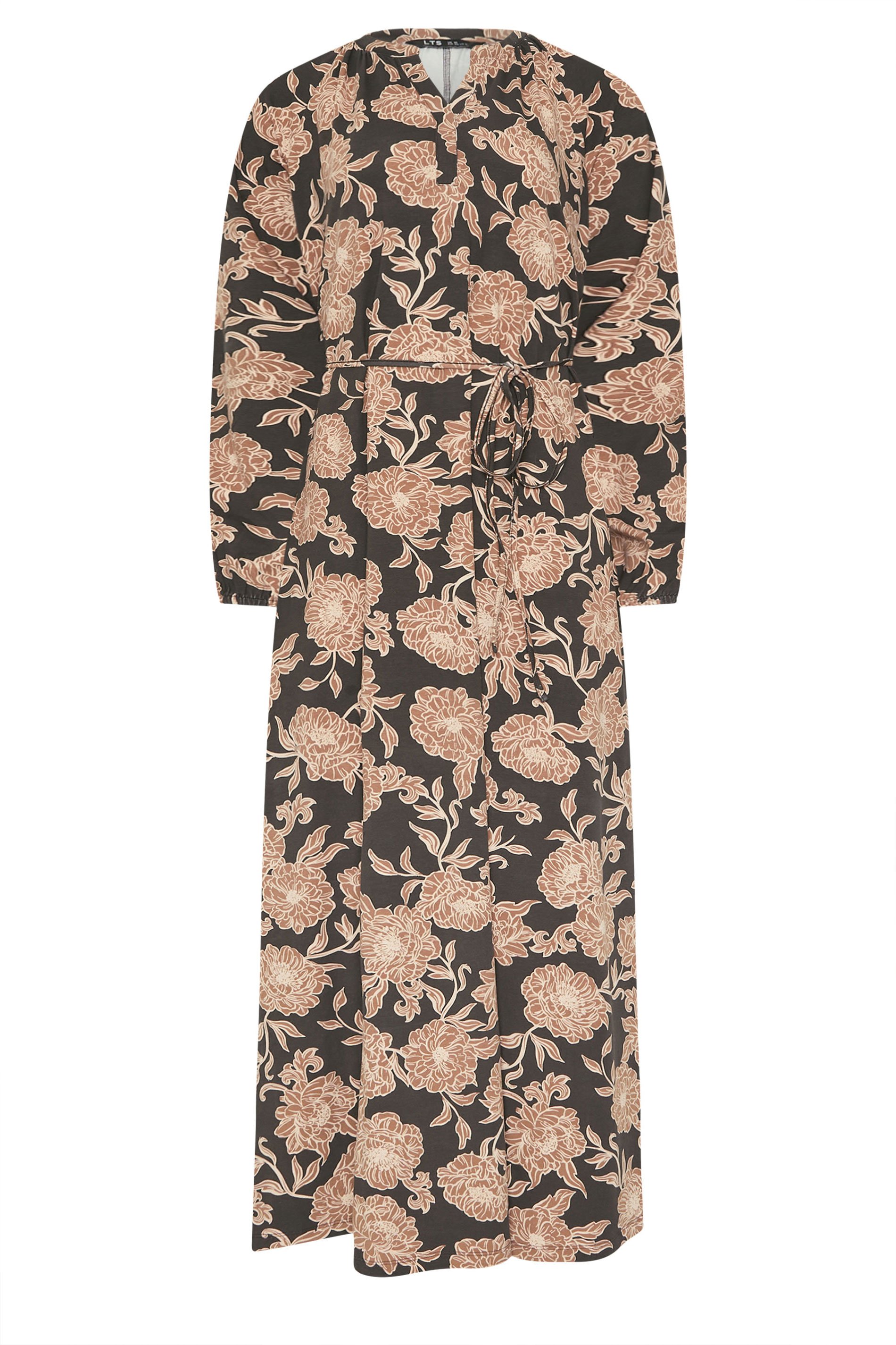 LTS Tall Brown Floral Belted Maxi Dress | Long Tall Sally 7