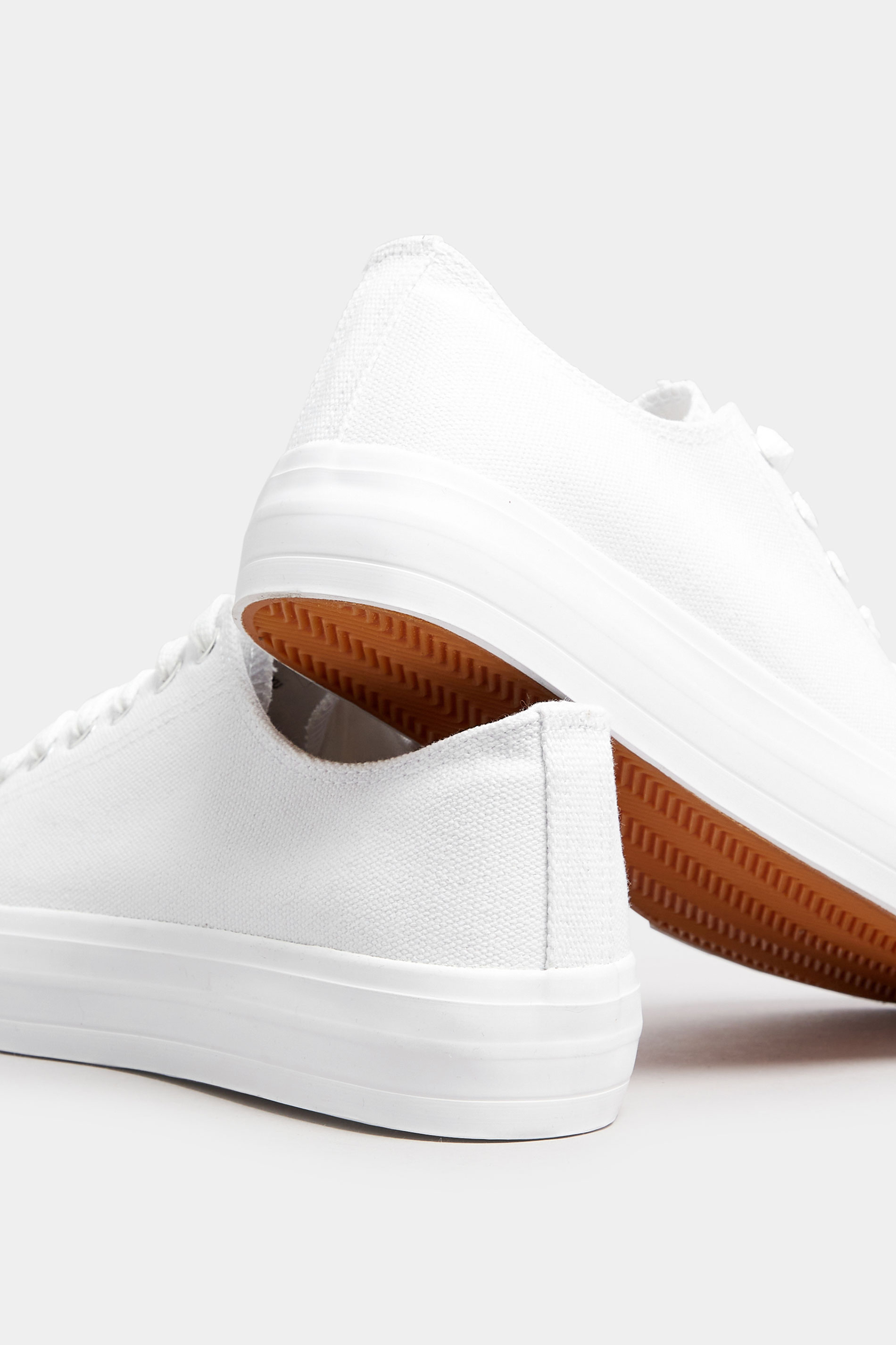 White Canvas Trainers In Wide E & Extra Wide EEE Fit | Yours Clothing 5