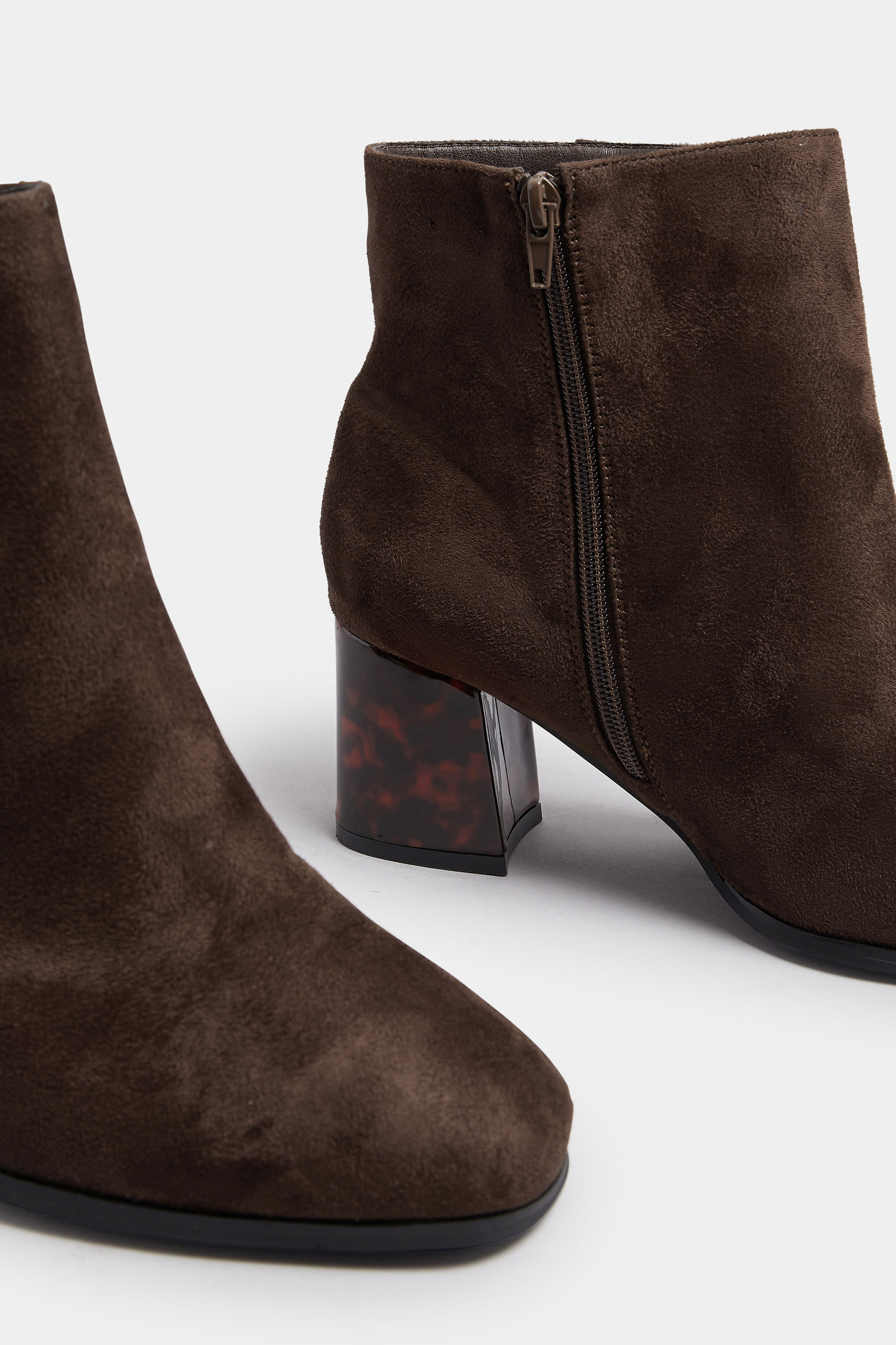 Chocolate Brown Tortoiseshell Block Heel Boots In Extra Wide EEE Fit | Yours Clothing 4