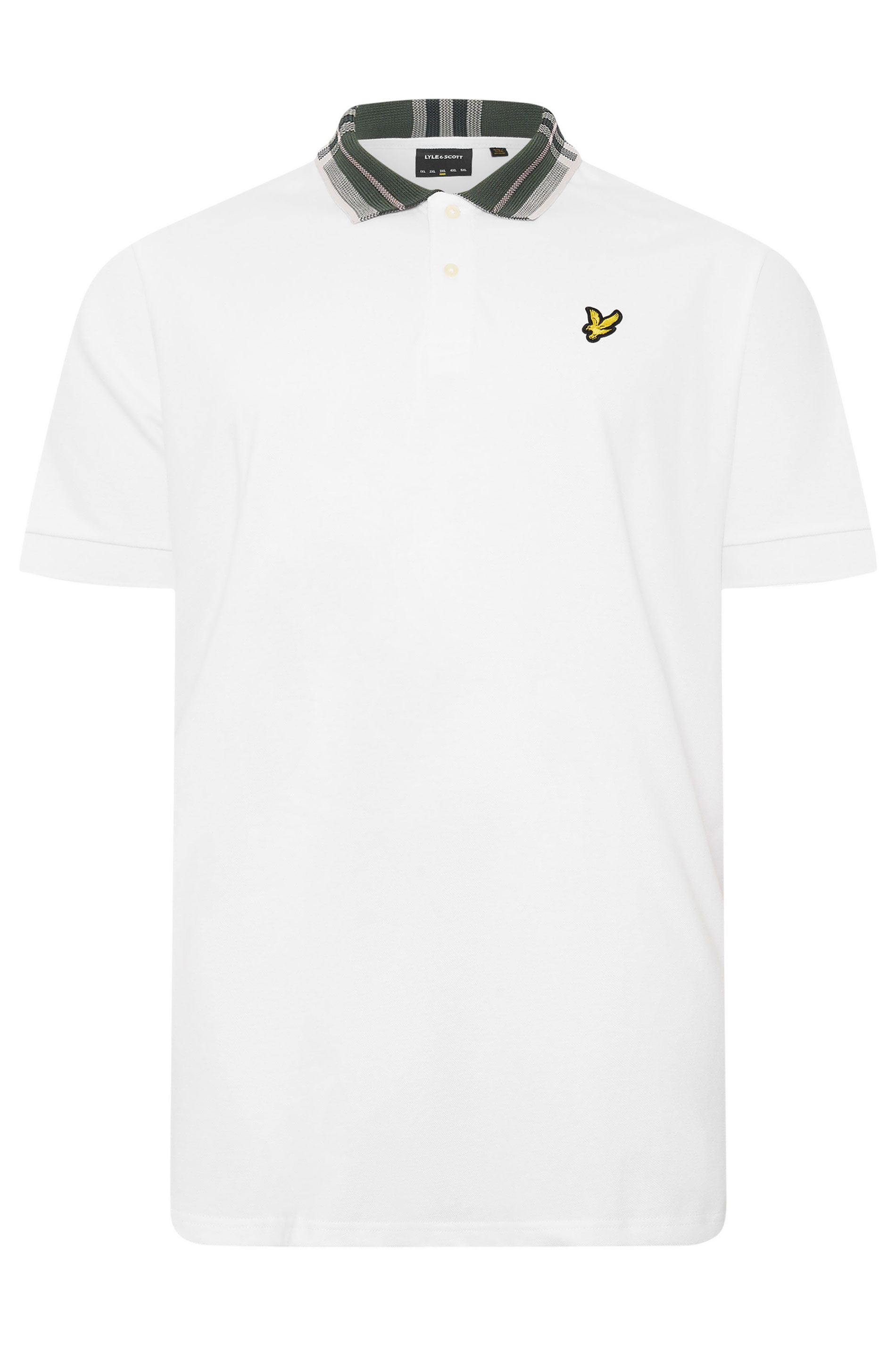 LYLE & SCOTT Big & Tall White Tartan Collar Polo Shirt | BadRhino 2