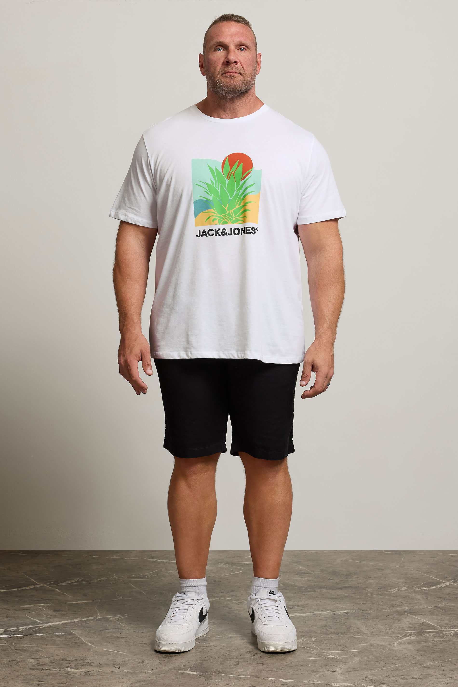 JACK & JONES Big & Tall White Barbados Graphic T-Shirt | BadRhino 2