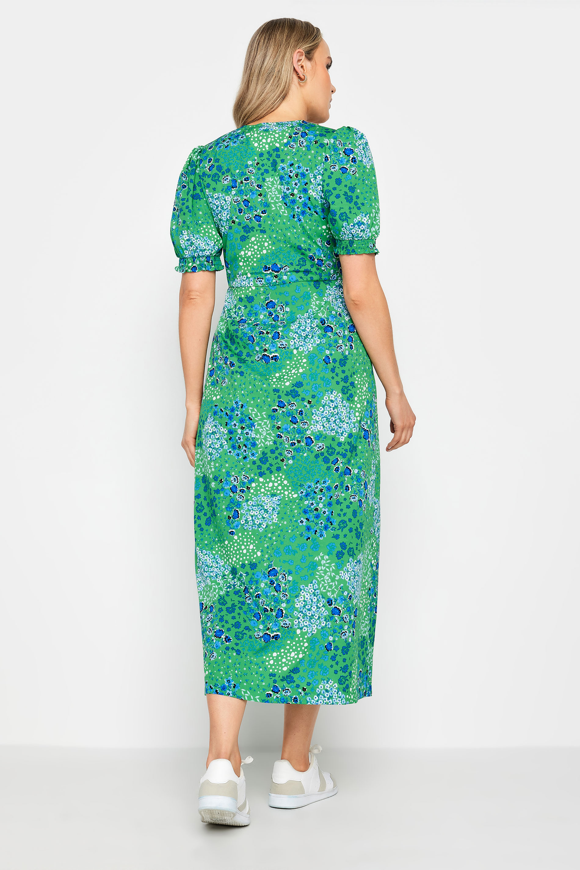 LTS Tall Womens Green Ditsy Floral Print Button Through Midaxi Dress | Long Tall Sally 3