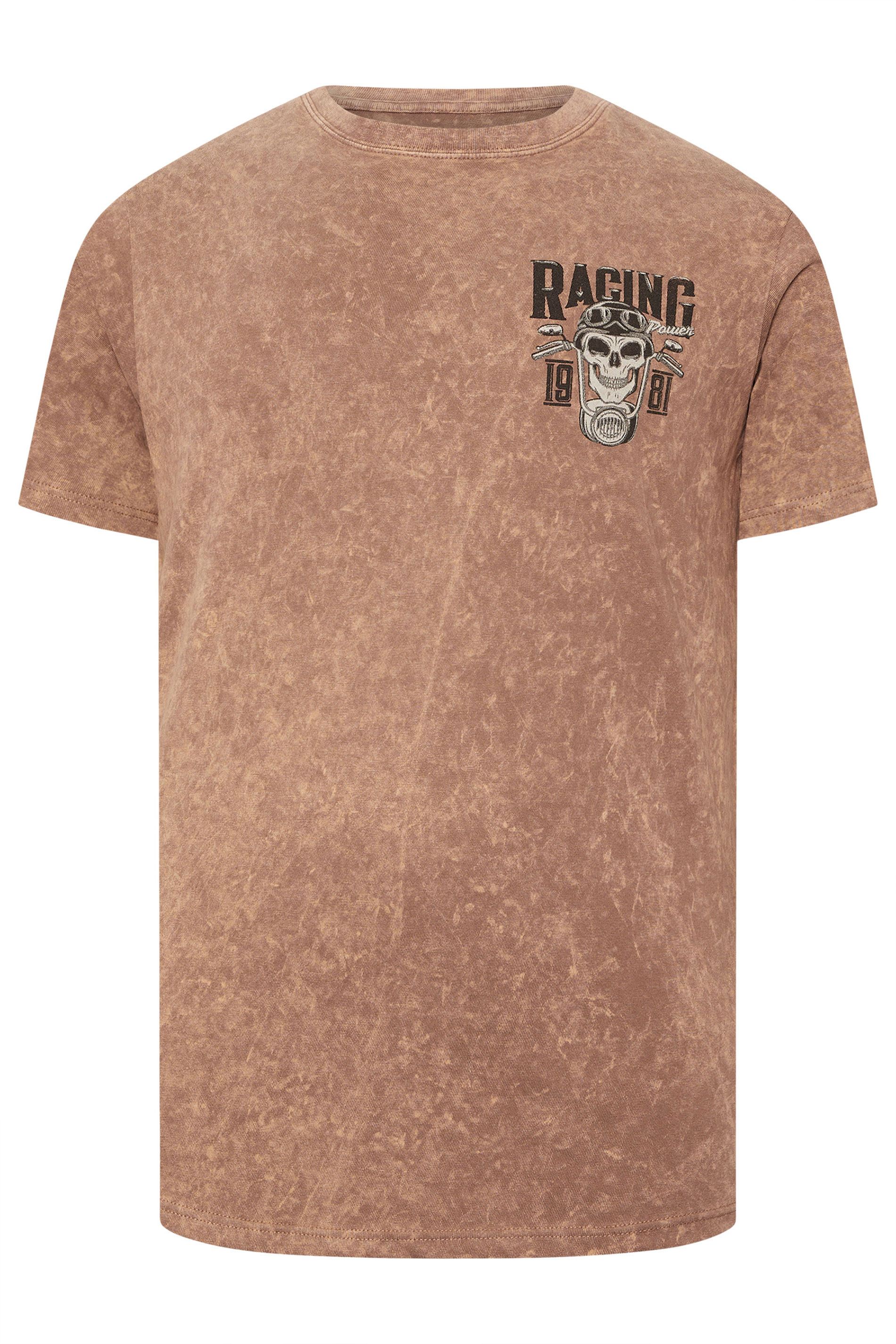 BadRhino Big & Tall Brown Acid Wash Skull Graphic T-Shirt | BadRhino 6