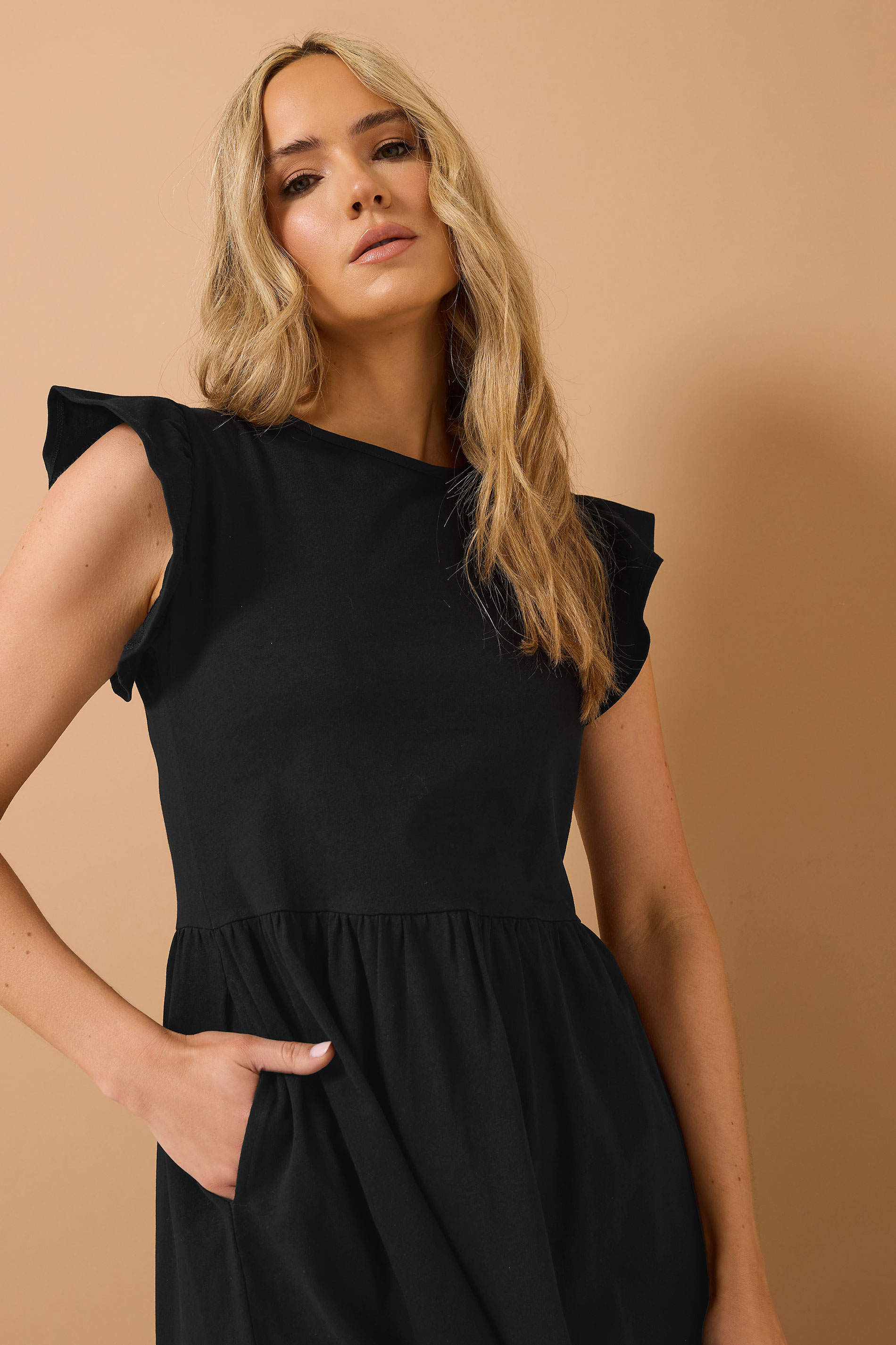 LTS Tall Black Frill Sleeve Maxi Dress | Long Tall Sally 5