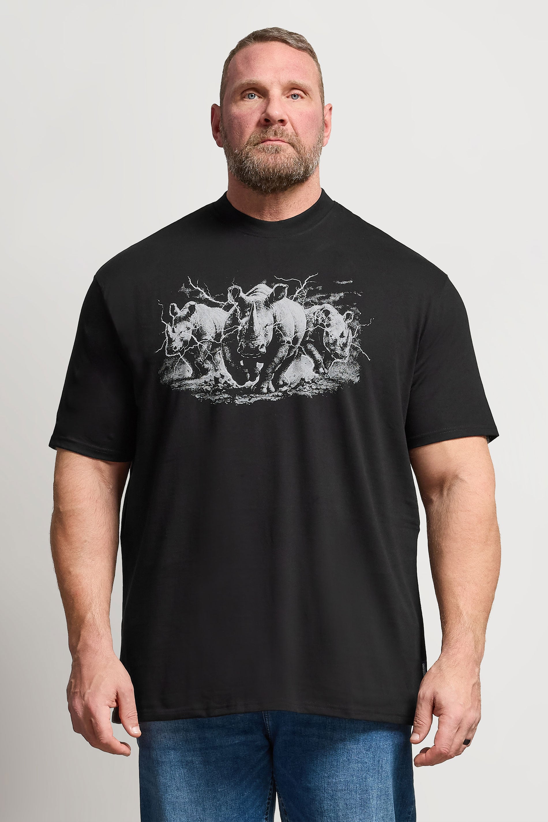 BadRhino Big & Tall Black Extra Long Rhino Graphic T-Shirt | BadRhino 3