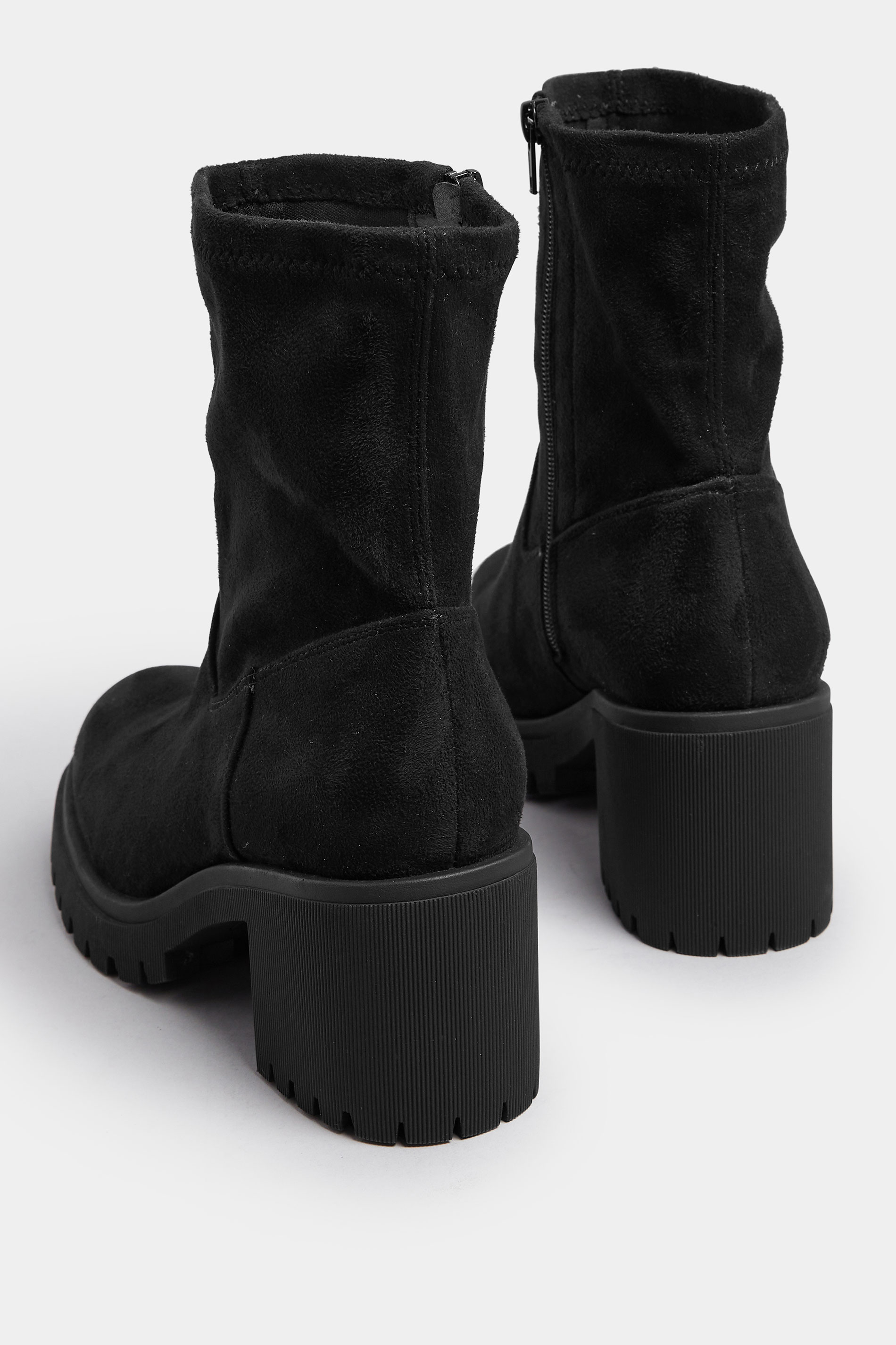 Black Faux Suede Stretch Sock Boots In Extra Wide EEE Fit | Yours Clothing 4