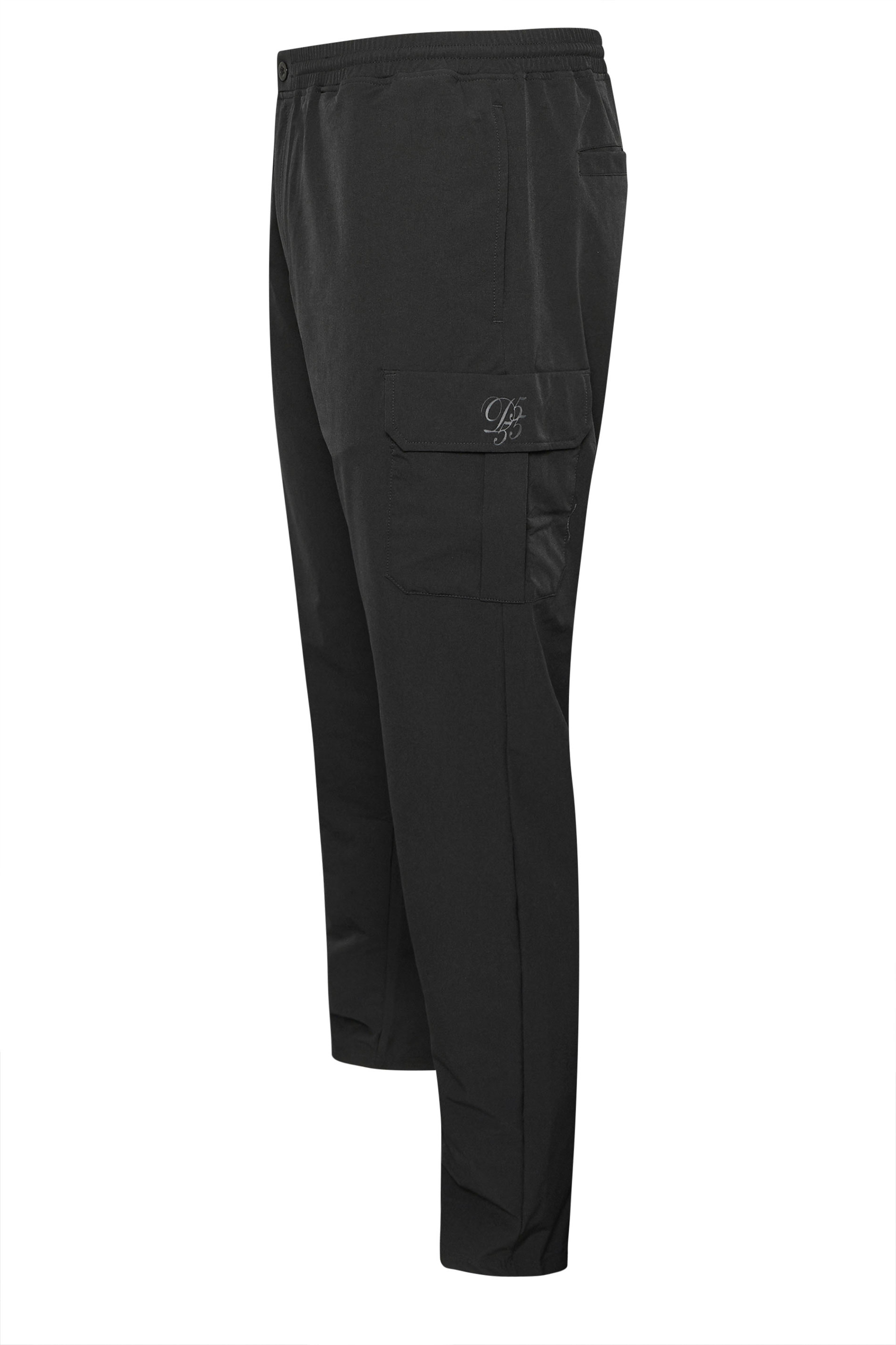 D555 Big & Tall Black Stretch Open Hem Joggers | BadRhino 3