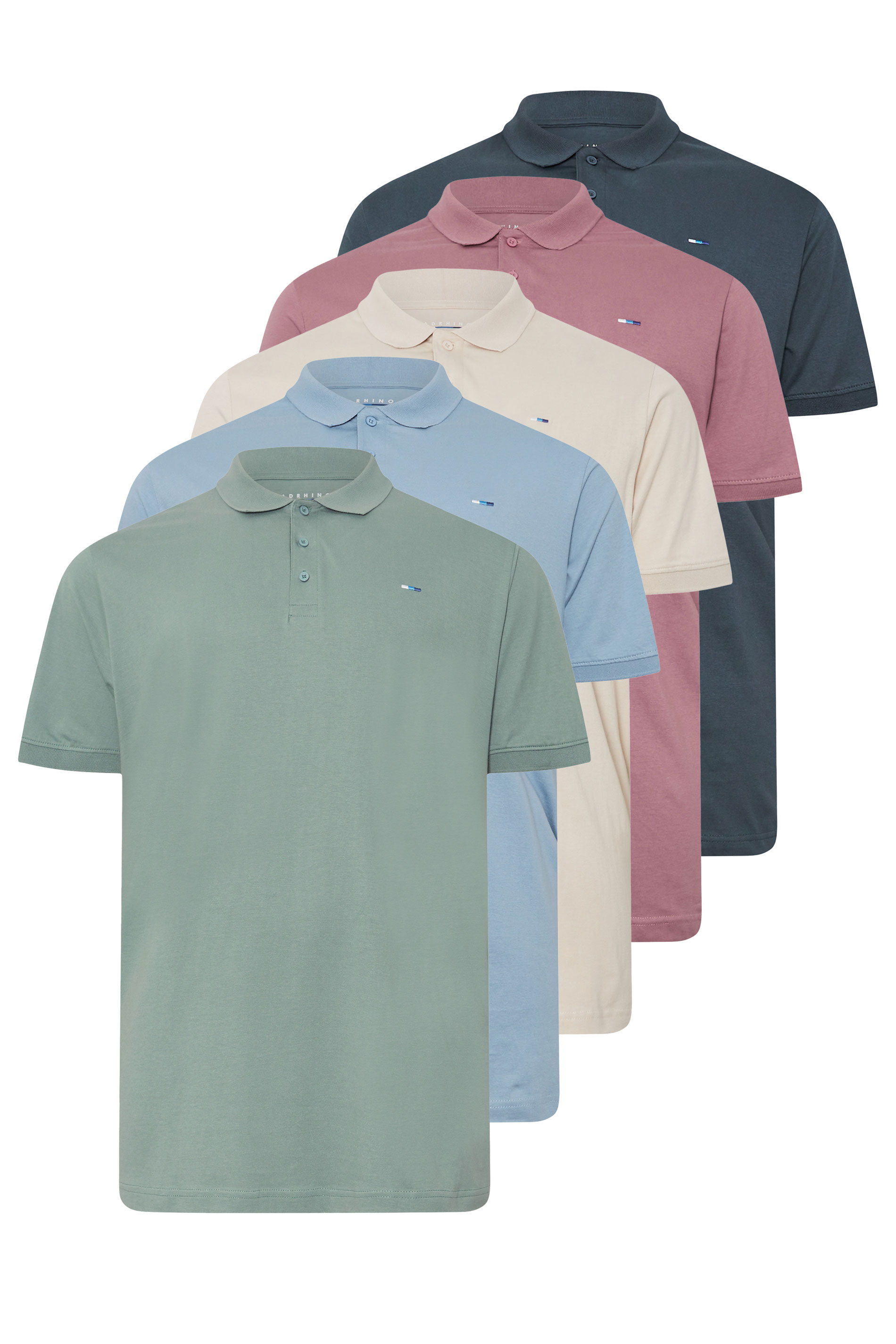 BadRhino Big & Tall 5 PACK Green & Blue JerseyPolo Shirts | BadRhino 6