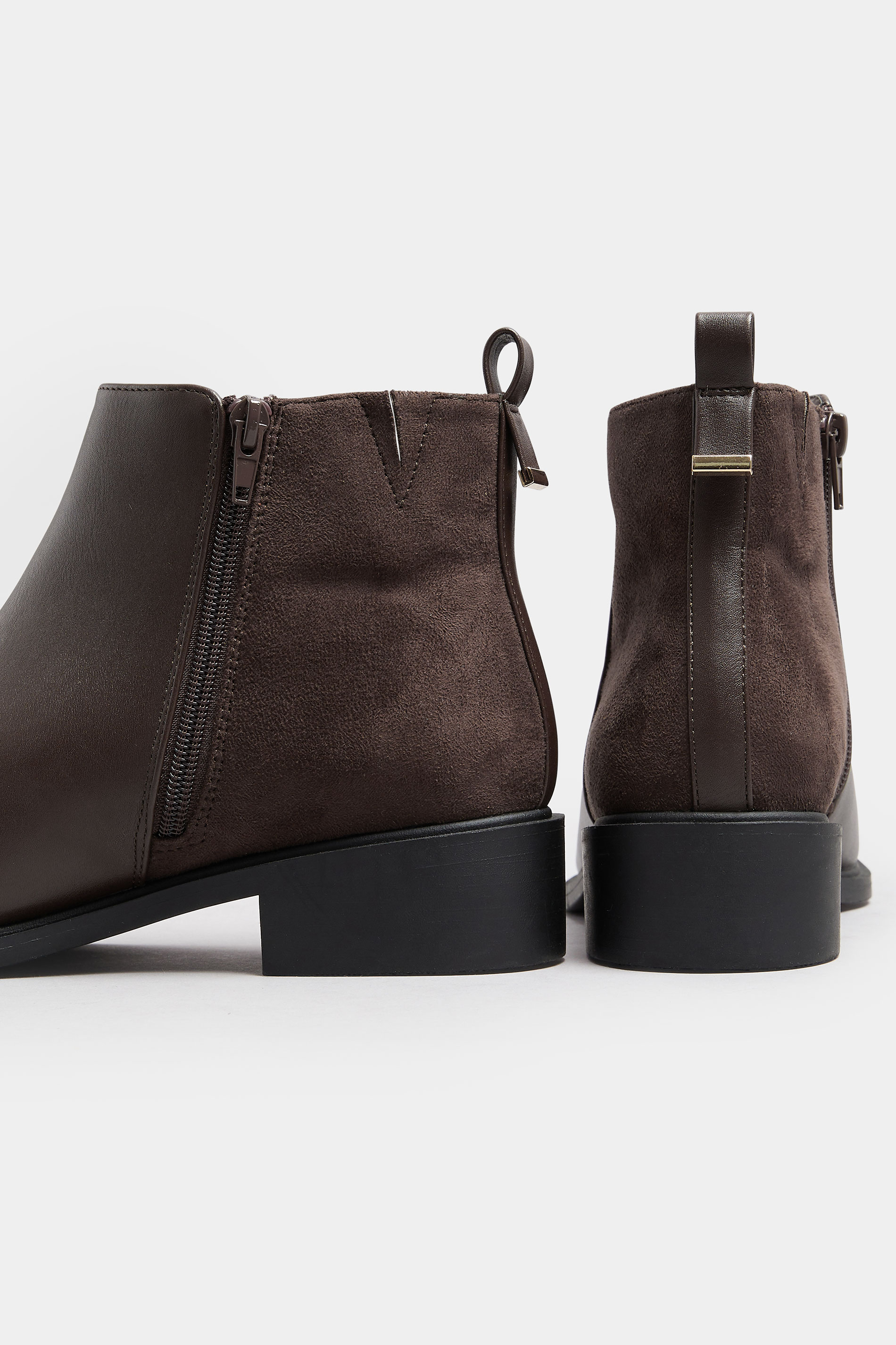 Brown Faux  Leather Metal Trim Ankle Boots In Extra Wide EEE Fit | Yours Clothing 5