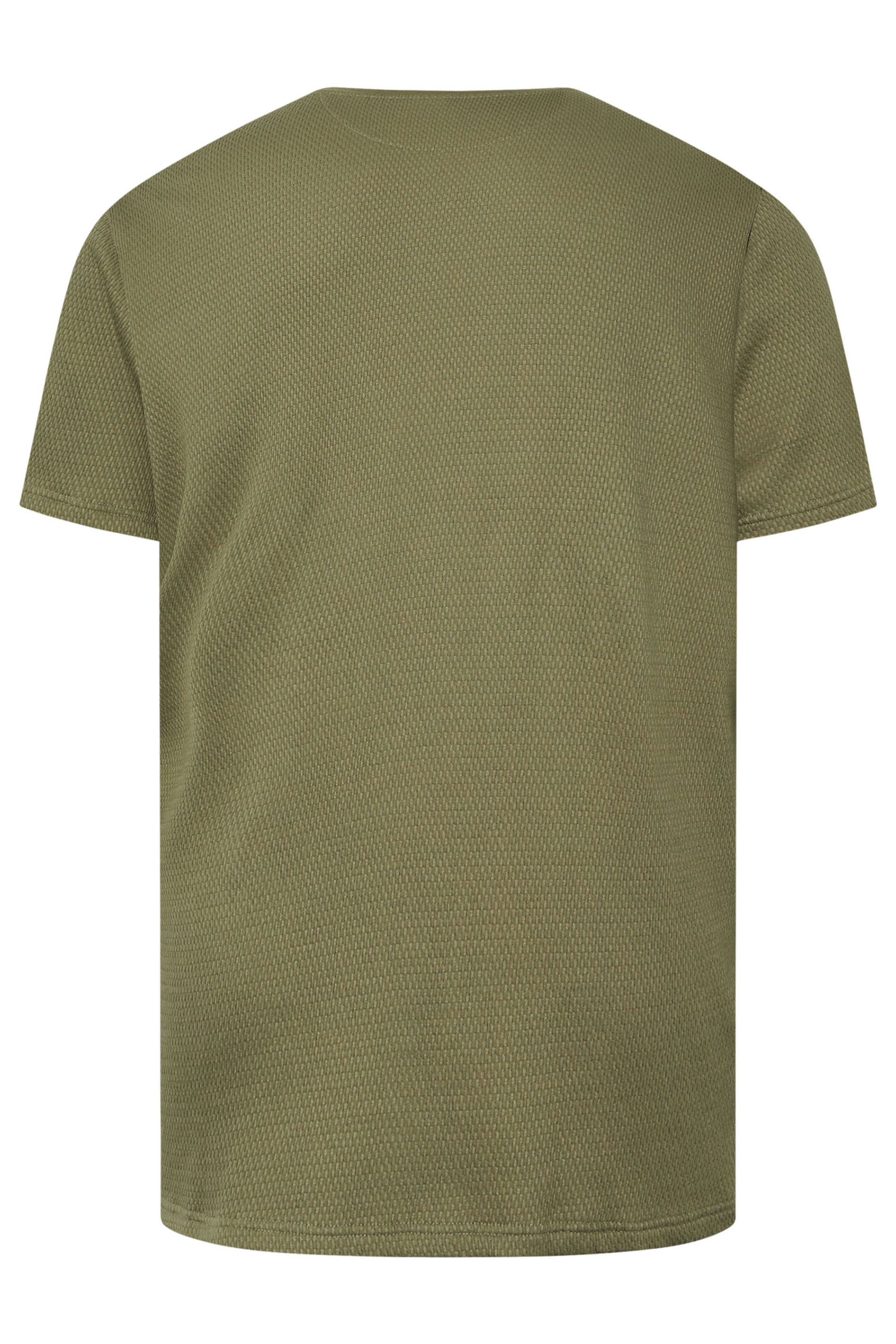 STUDIO A Big & Tall Khaki Green Popcorn Stitch Textured T-Shirt | BadRhino 4