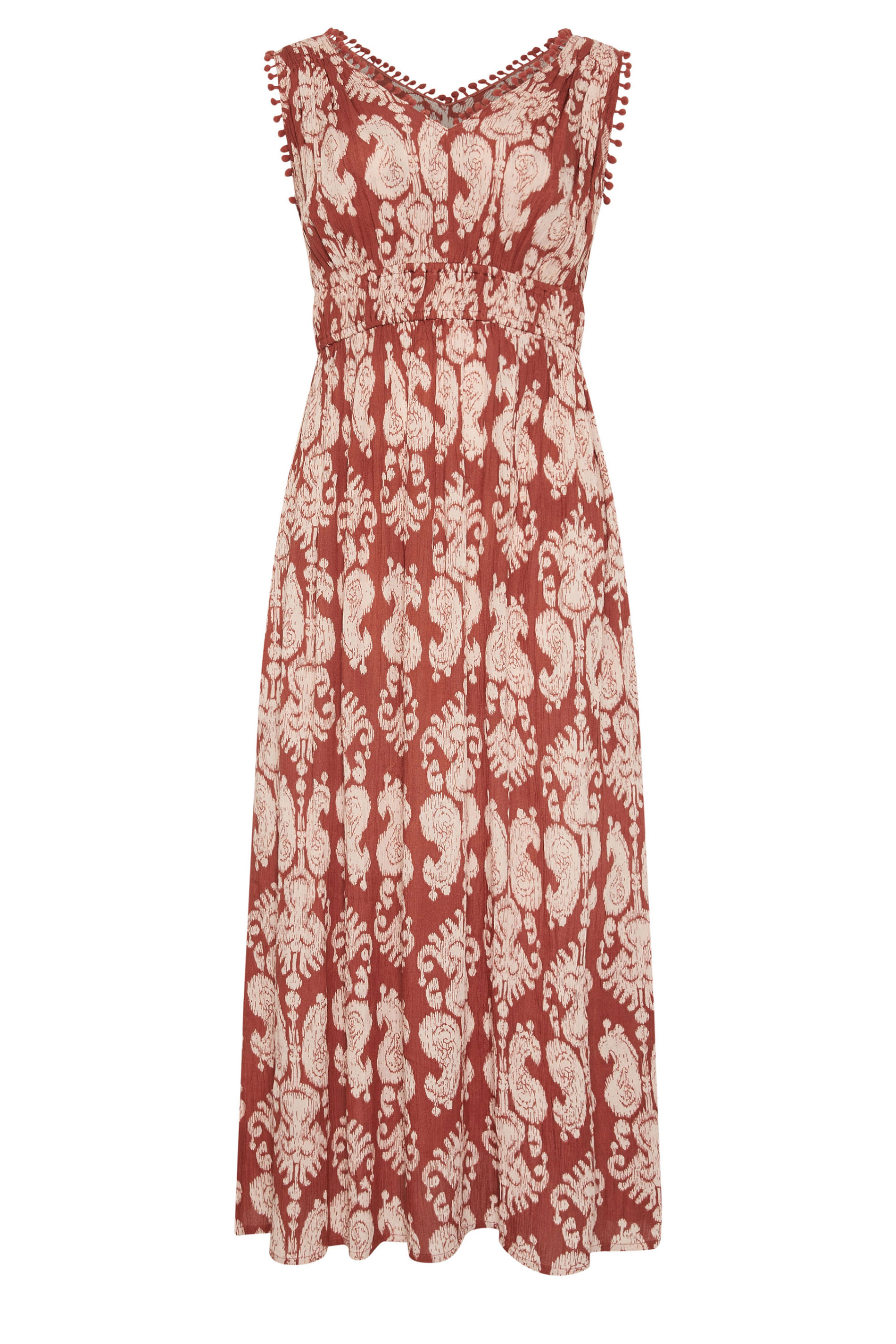 LTS Tall Women's Rust Orange Aztec Print V-Neck Midaxi Dress | Long Tall Sally 6