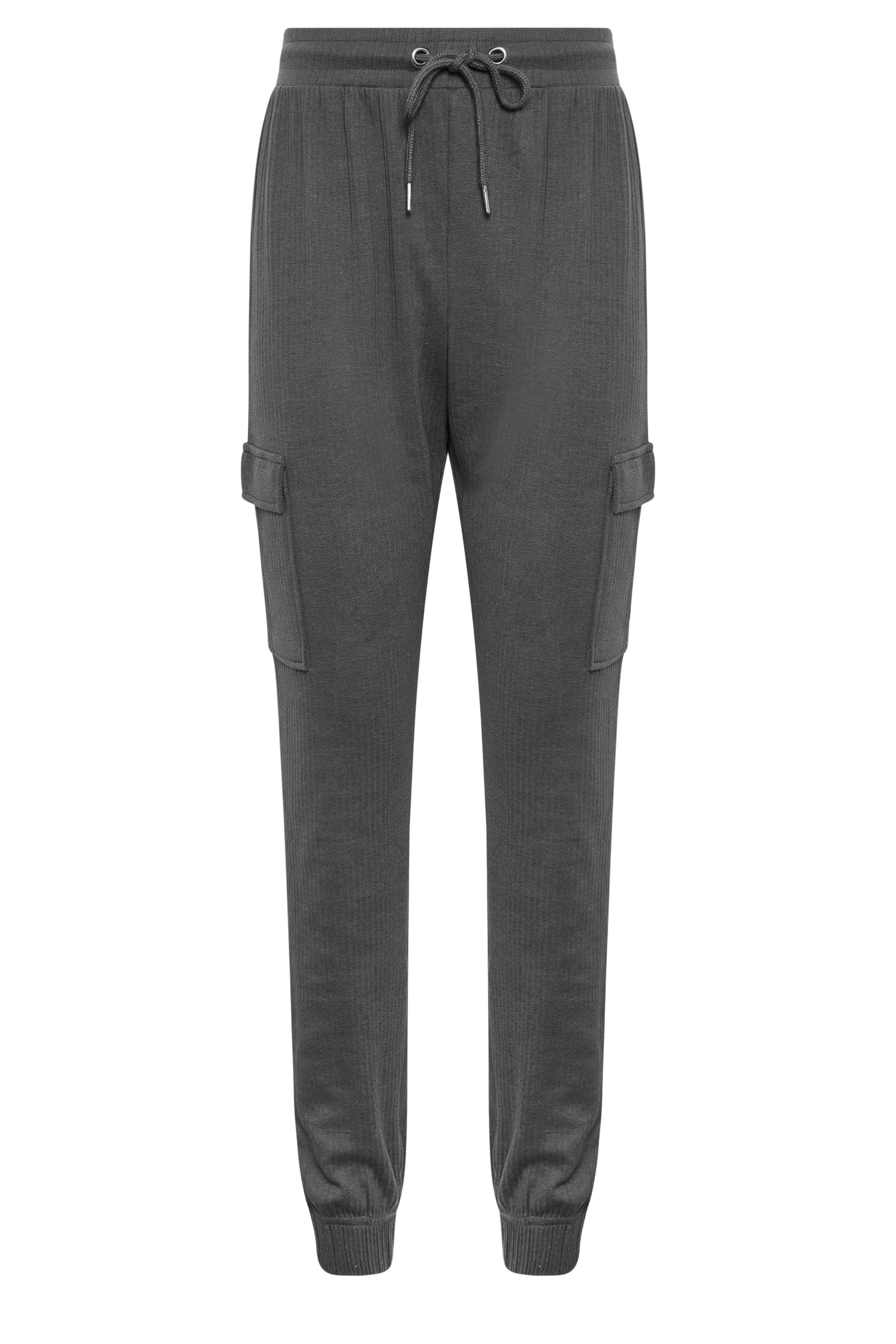 LTS Tall Women's Charcoal Grey Ribbed Cargo Joggers | Long Tall Sally 5