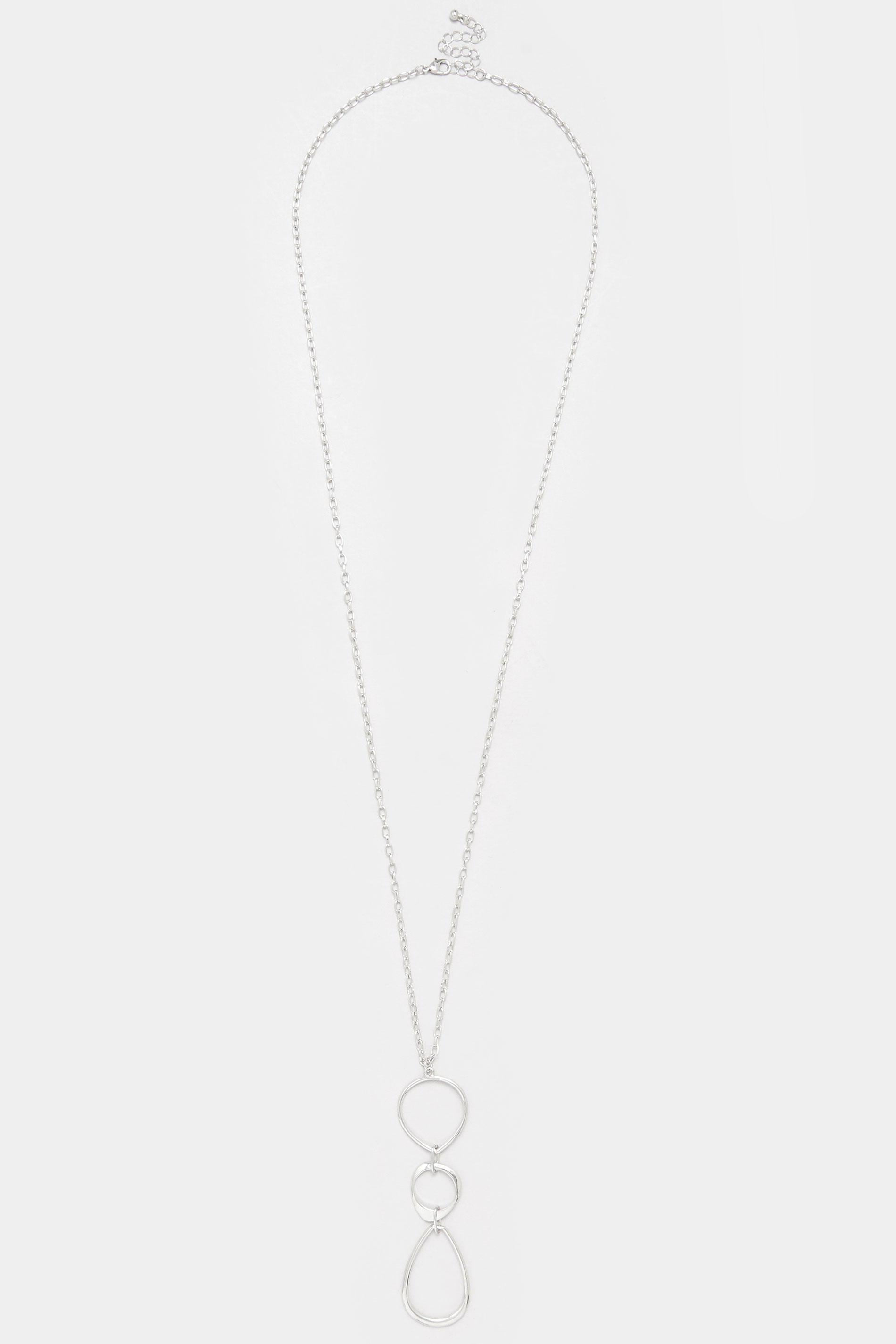Silver Tone Triple Drop Long Necklace | Yours Clothing 2