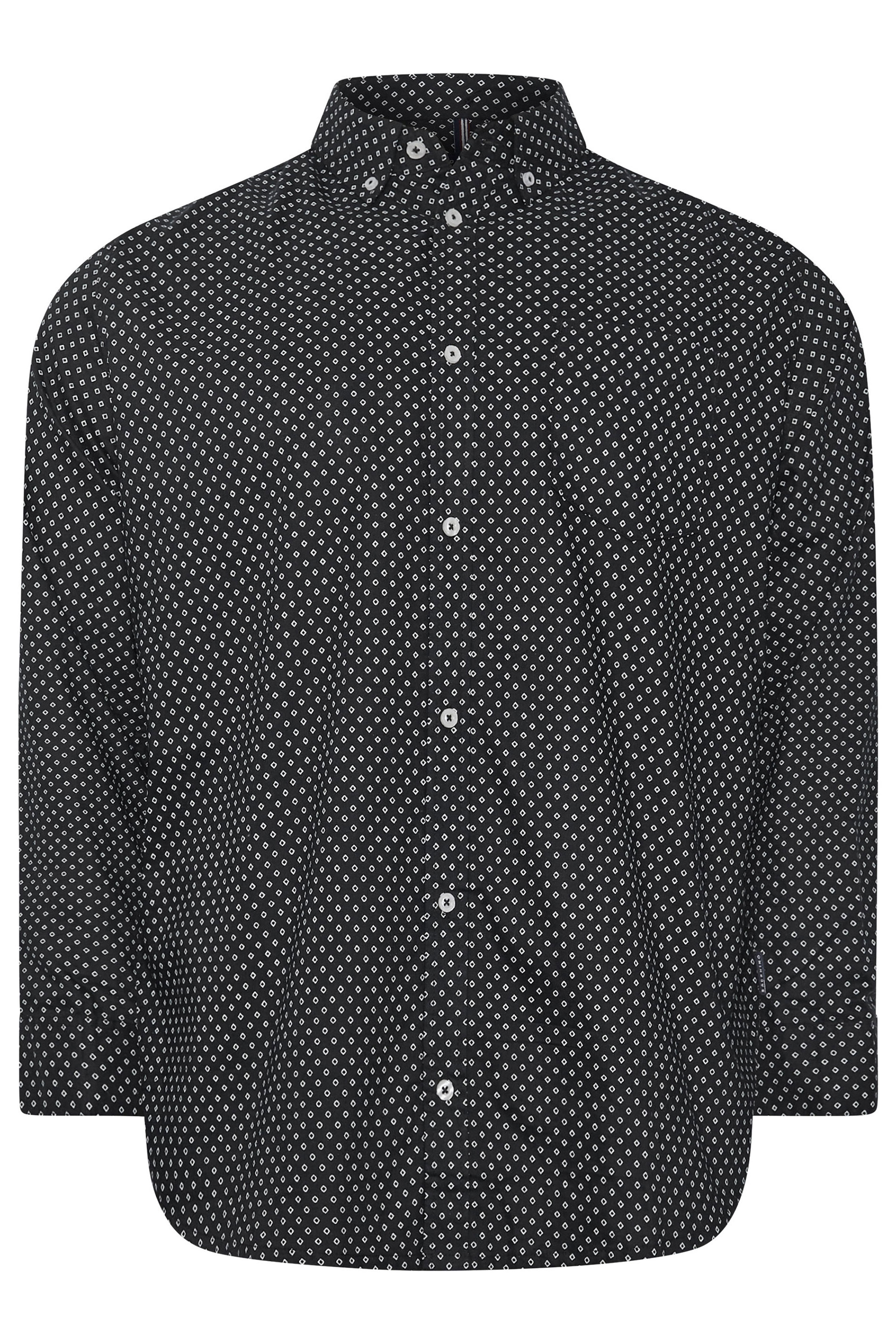 BadRhino Big & Tall Black Geometric Print Party Shirt | BadRhino 5