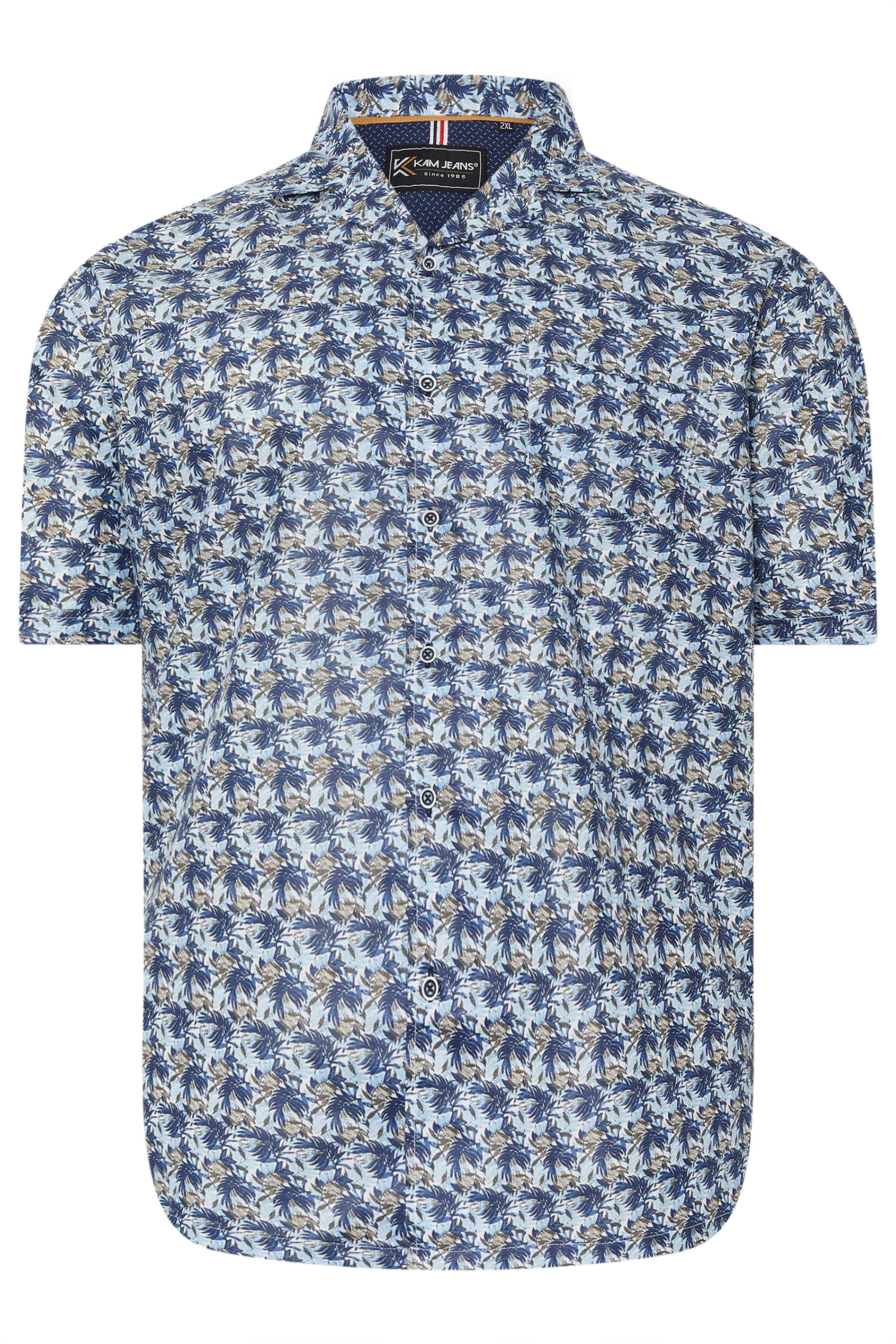  KAM Big & Tall Blue Hawaiian Revere Collar Shirt | BadRhino 2