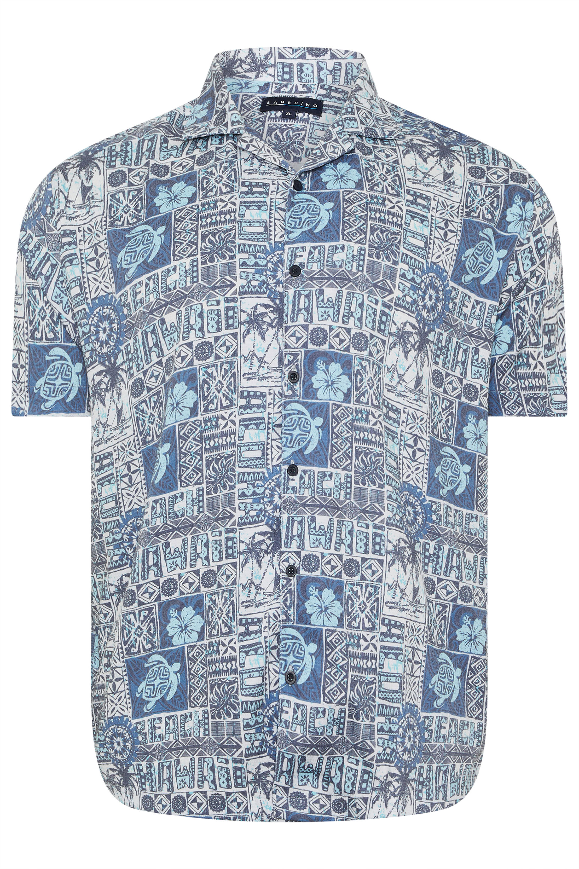 BadRhino Big & Tall Navy Blue Turtle Print Seersucker Shirt | BadRhino 7