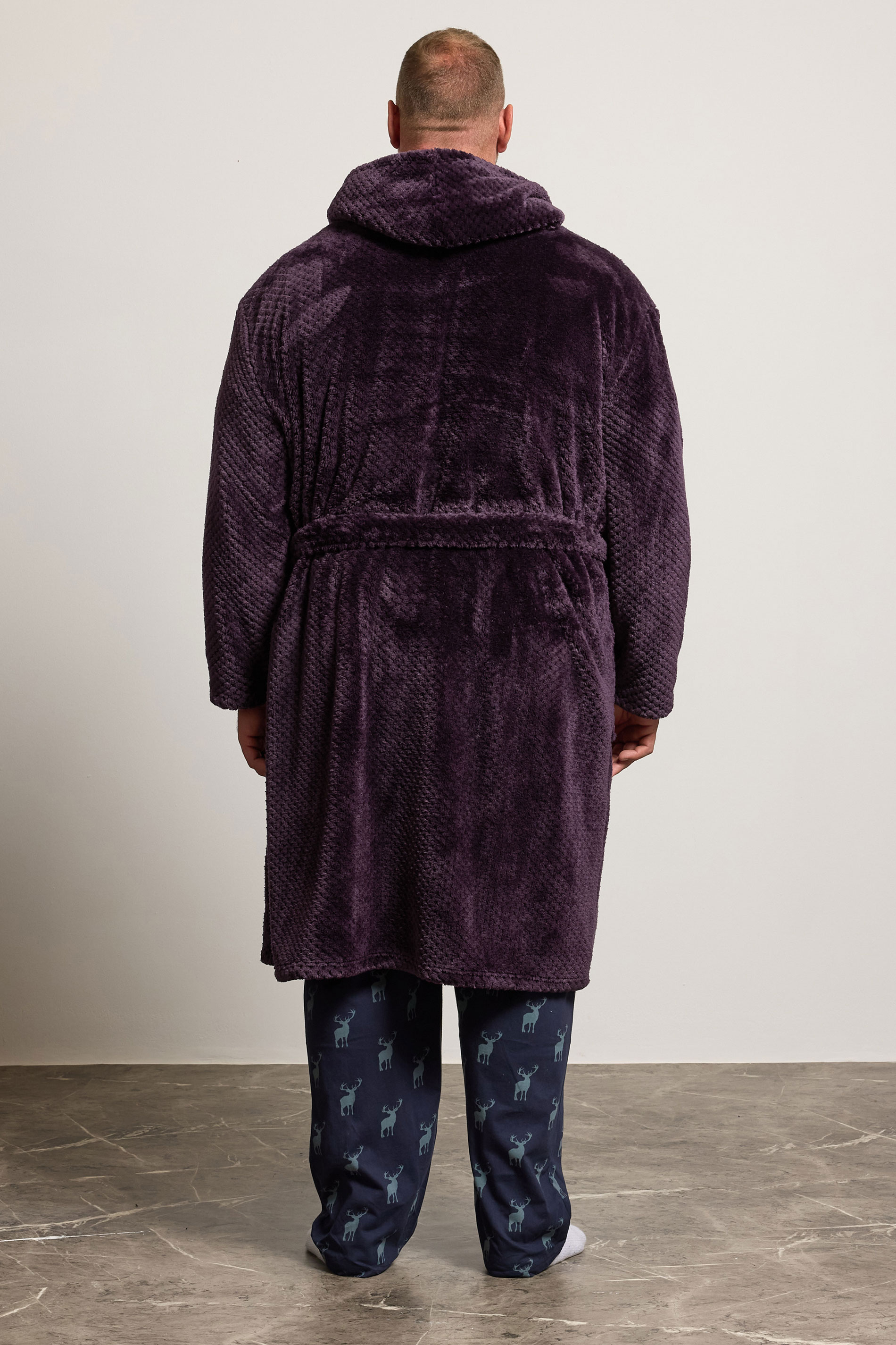 BadRhino Big & Tall Purple Textured Dressing Gown | BadRhino 2
