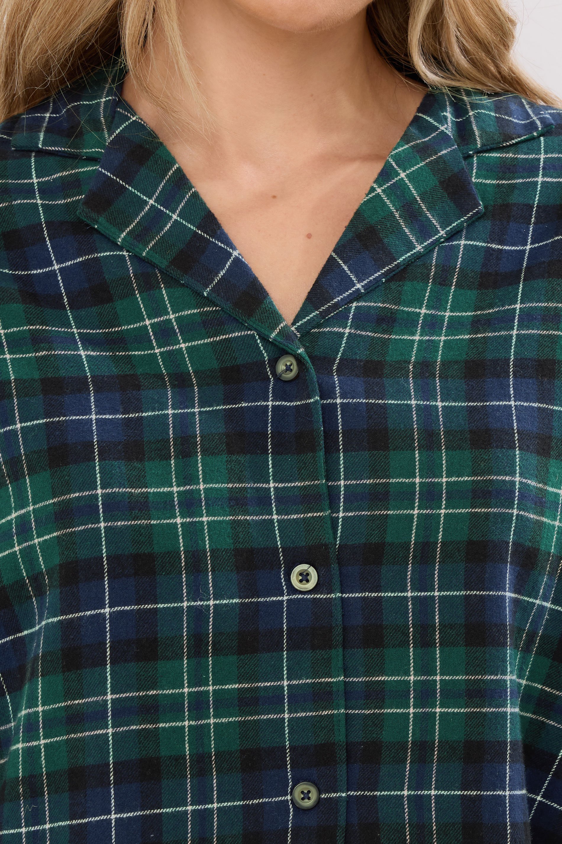 LTS Tall Navy Blue & Green Cotton Check Pyjama Set | Long Tall Sally 6